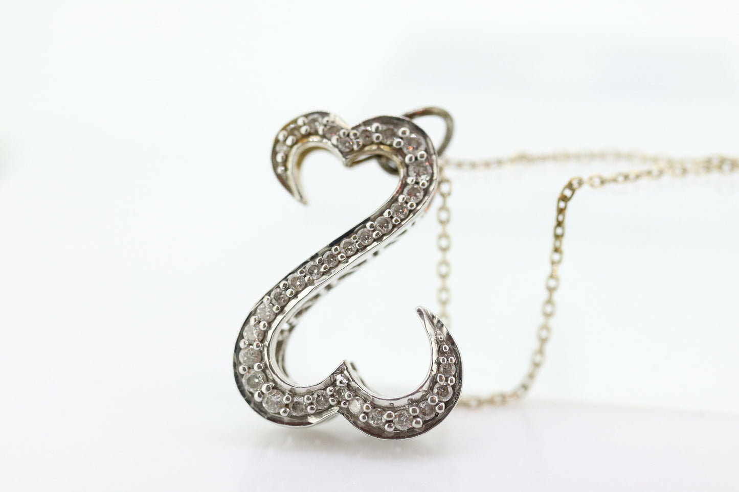 14k Jane Seymour Open Heart diamond pendant and necklace. 14k LARGE Double Heart JWBR Diamond Infinity Pendant. st(179)