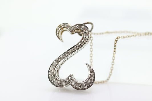 14k Jane Seymour Open Heart diamond pendant and necklace. 14k LARGE Double Heart JWBR Diamond Infinity Pendant. st(179)
