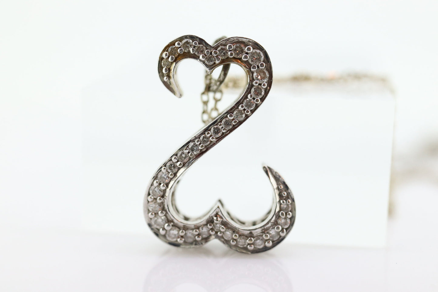 14k Jane Seymour Open Heart diamond pendant and necklace. 14k LARGE Double Heart JWBR Diamond Infinity Pendant. st(179)