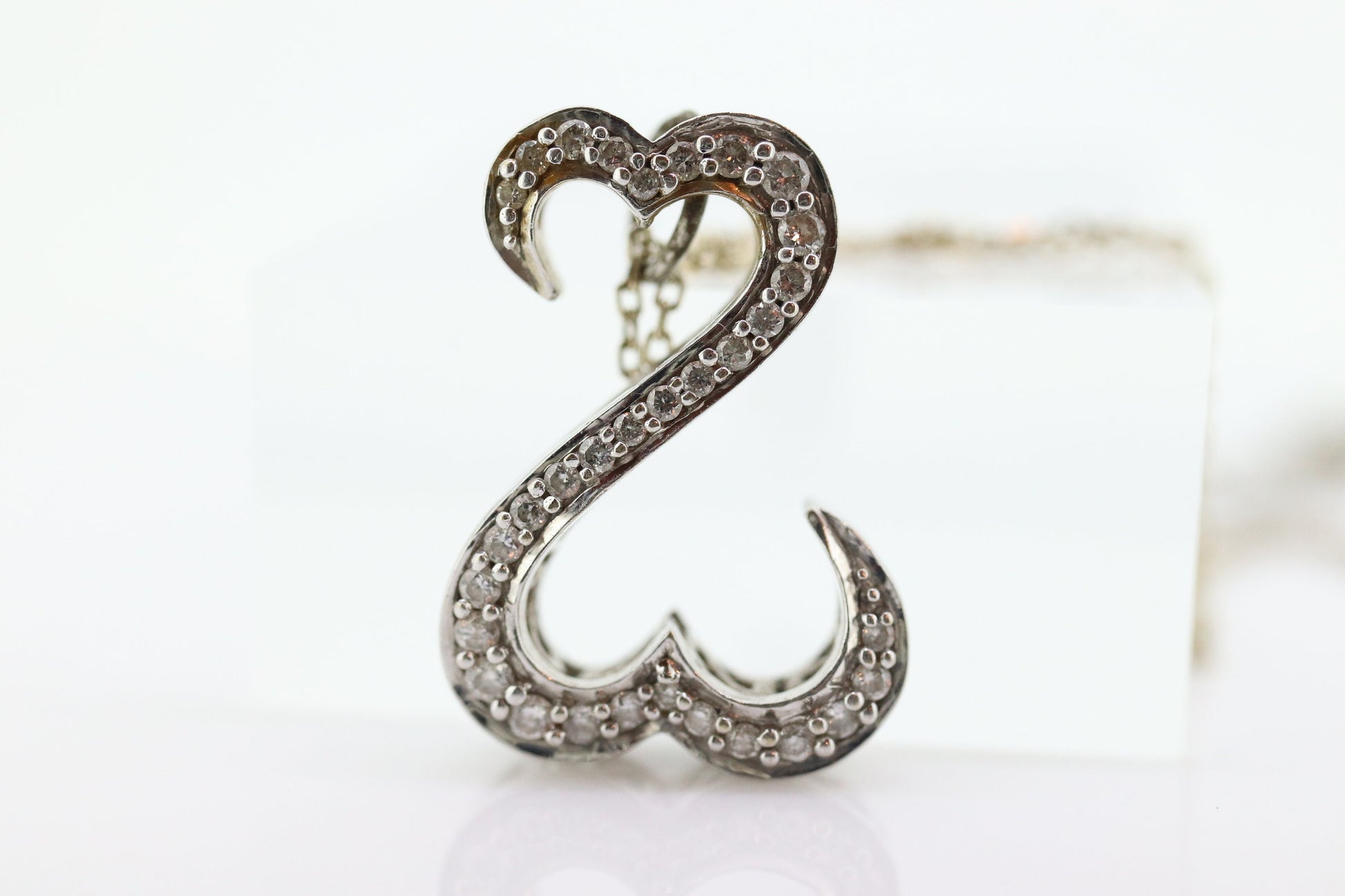 14k Jane Seymour Open Heart diamond pendant and necklace. 14k LARGE Double Heart JWBR Diamond Infinity Pendant. st(179)