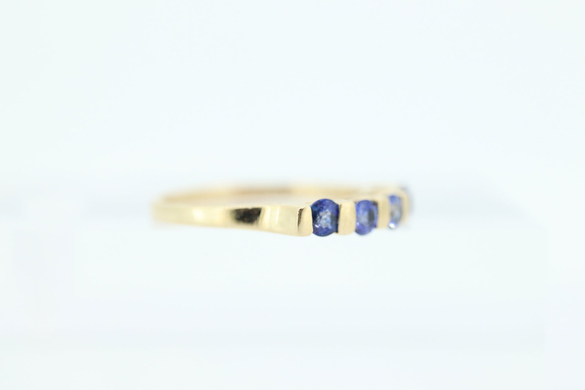 10k Gold BLUE Sapphire Eternity Band. Channel Set round Sapphire Anniversary band. st(94)