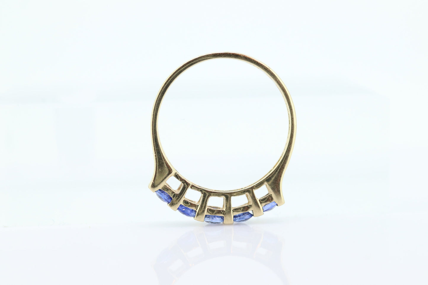 10k Gold BLUE Sapphire Eternity Band. Channel Set round Sapphire Anniversary band. st(94)