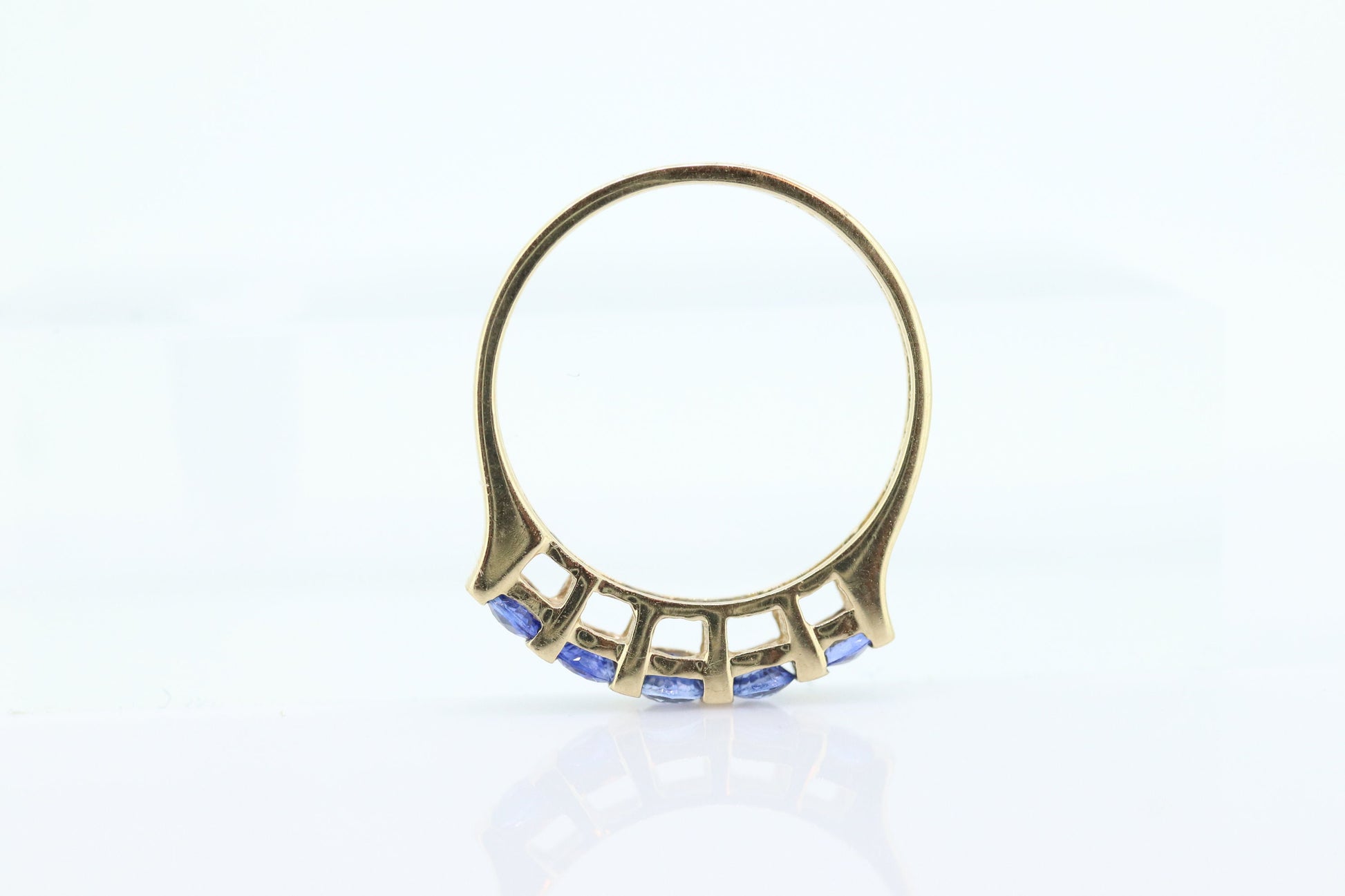 10k Gold BLUE Sapphire Eternity Band. Channel Set round Sapphire Anniversary band. st(94)