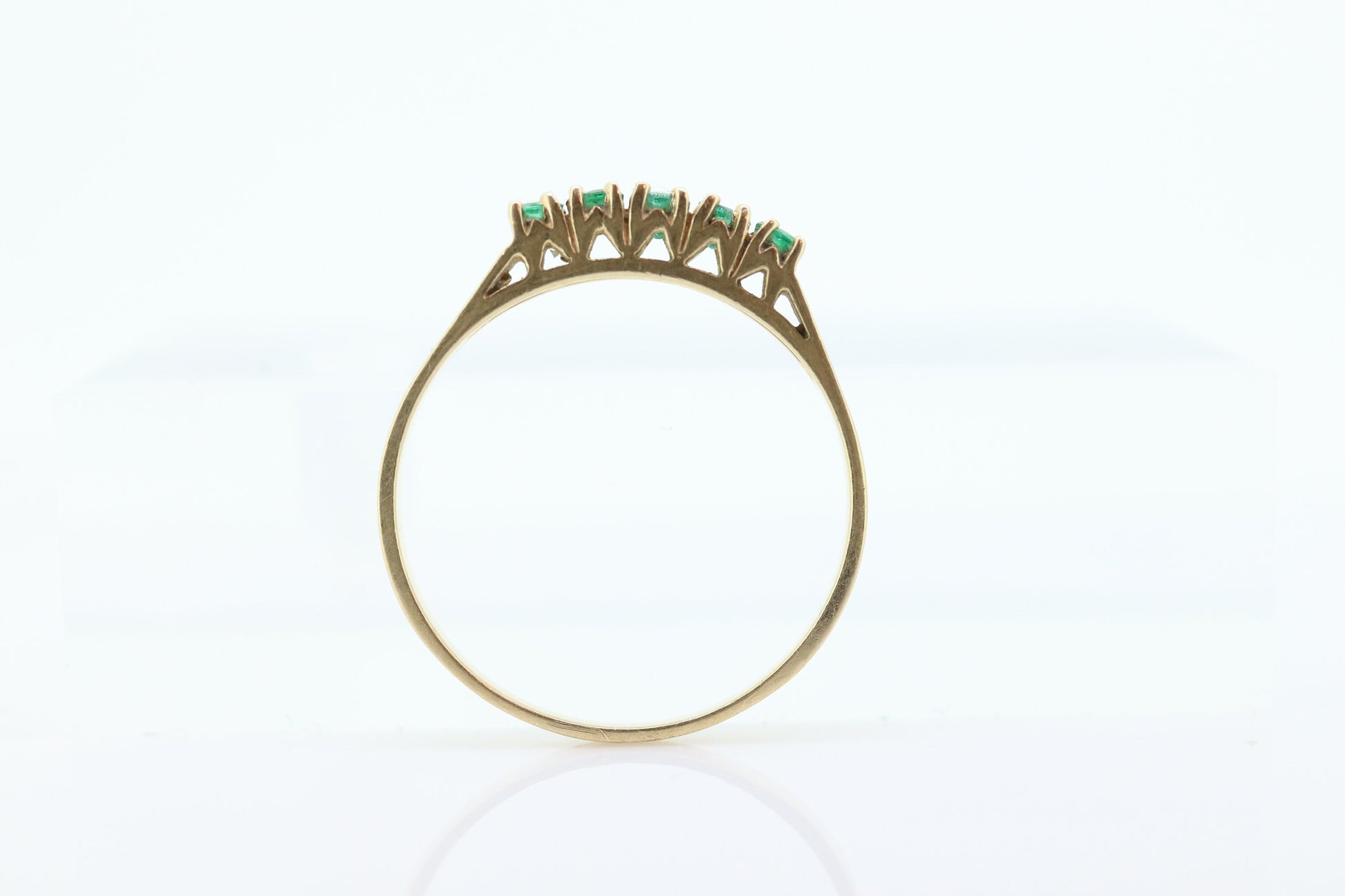 14k Eternity Emerald Yellow gold ring. Half Round Emerald Eternity Band Anniversary band. st(72)