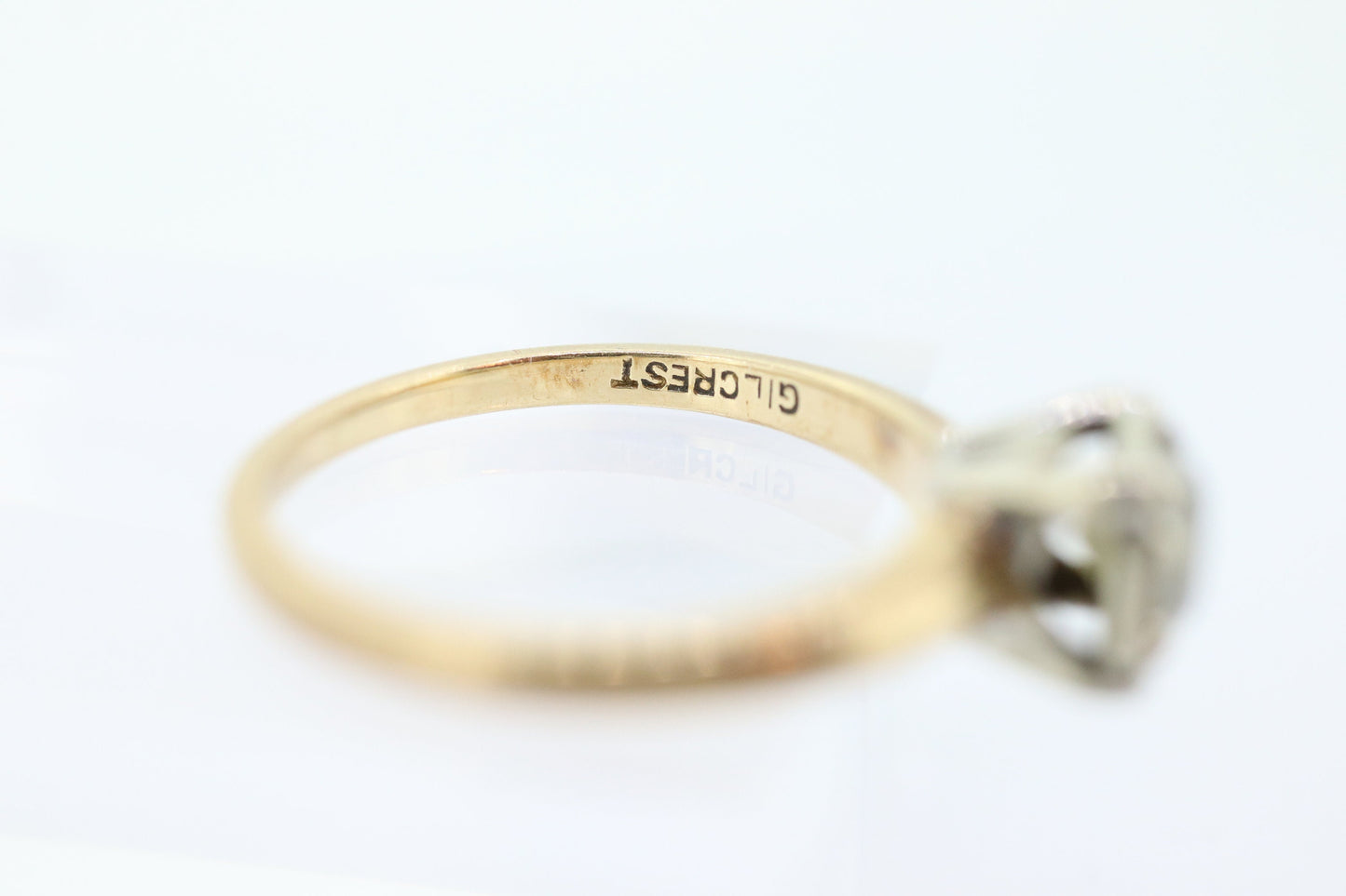 Art Deco Diamond Solitaire Ring. 14k Gold European Cut diamond engagement Ring