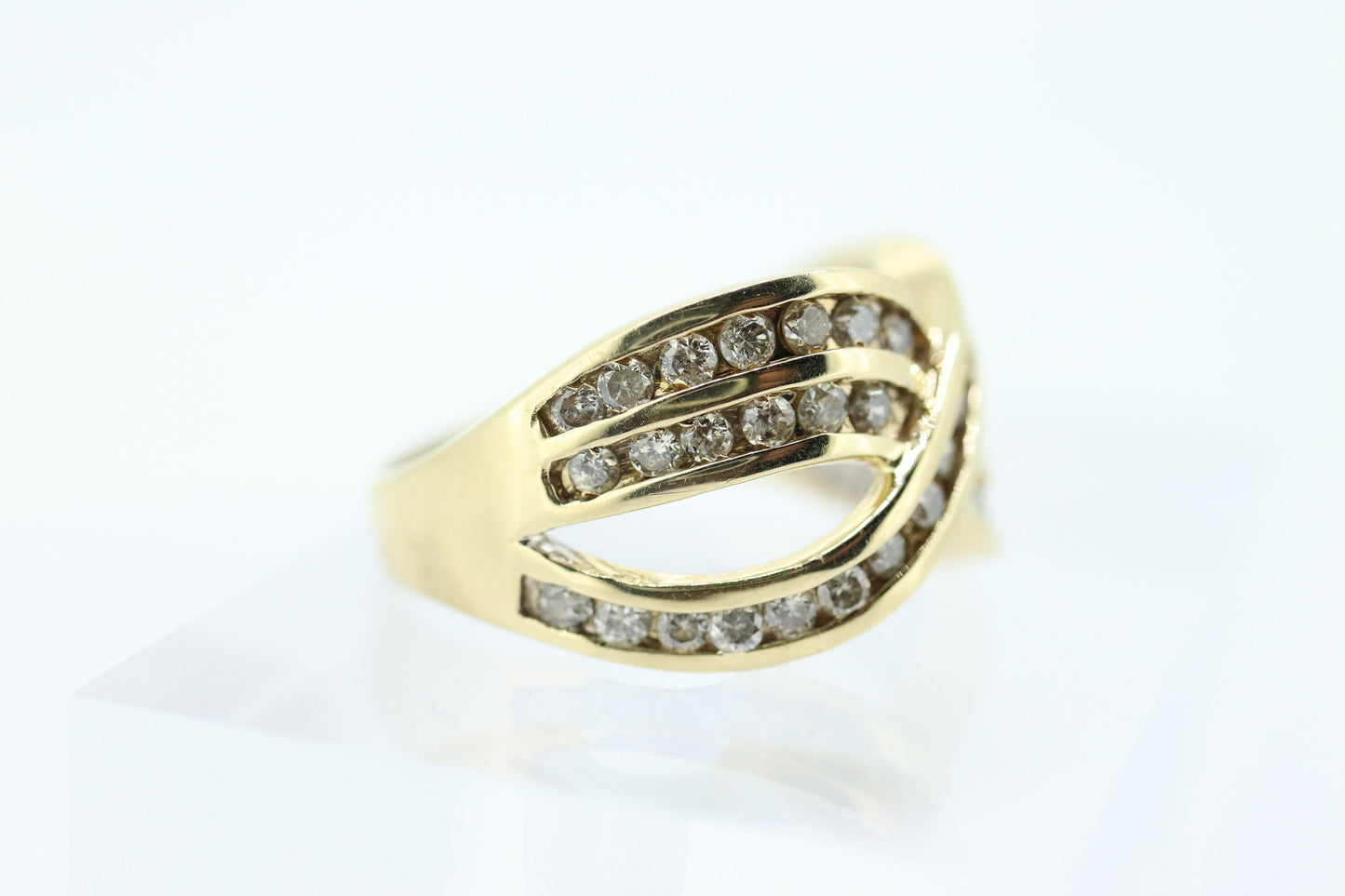 14k Diamond Cross X X X channel band. Diamond X Infinity Ring. Diamond Eternity band.