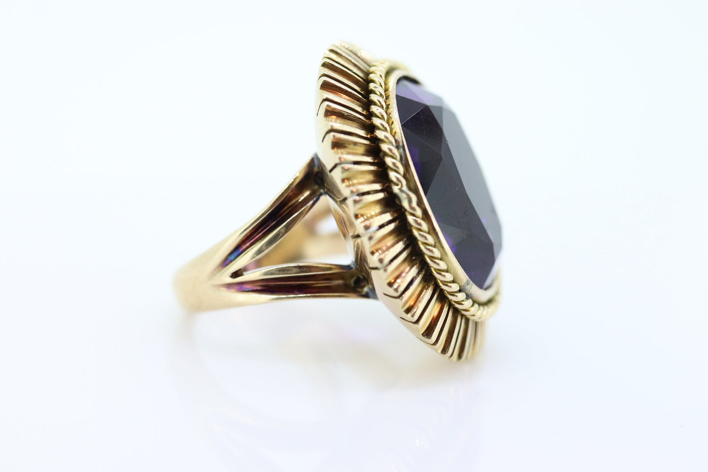 Art Deco Amethyst Ring. 14k Gold and a HUGE 16 ct Amethyst Ring. Size 6.5 Womens. February Amethyst. Art Deco Cocktail Ring.