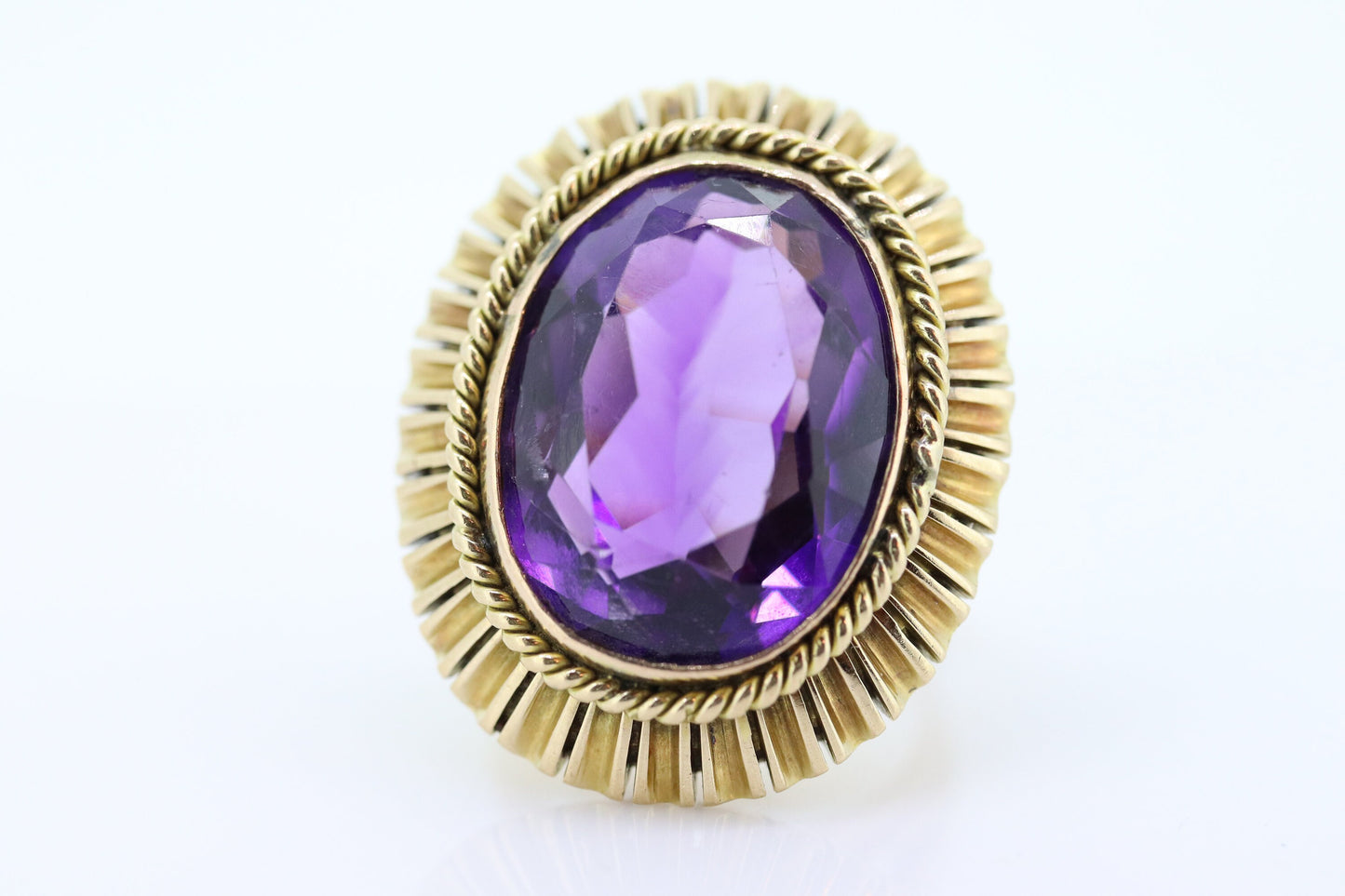 Art Deco Amethyst Ring. 14k Gold and a HUGE 16 ct Amethyst Ring. Size 6.5 Womens. February Amethyst. Art Deco Cocktail Ring.