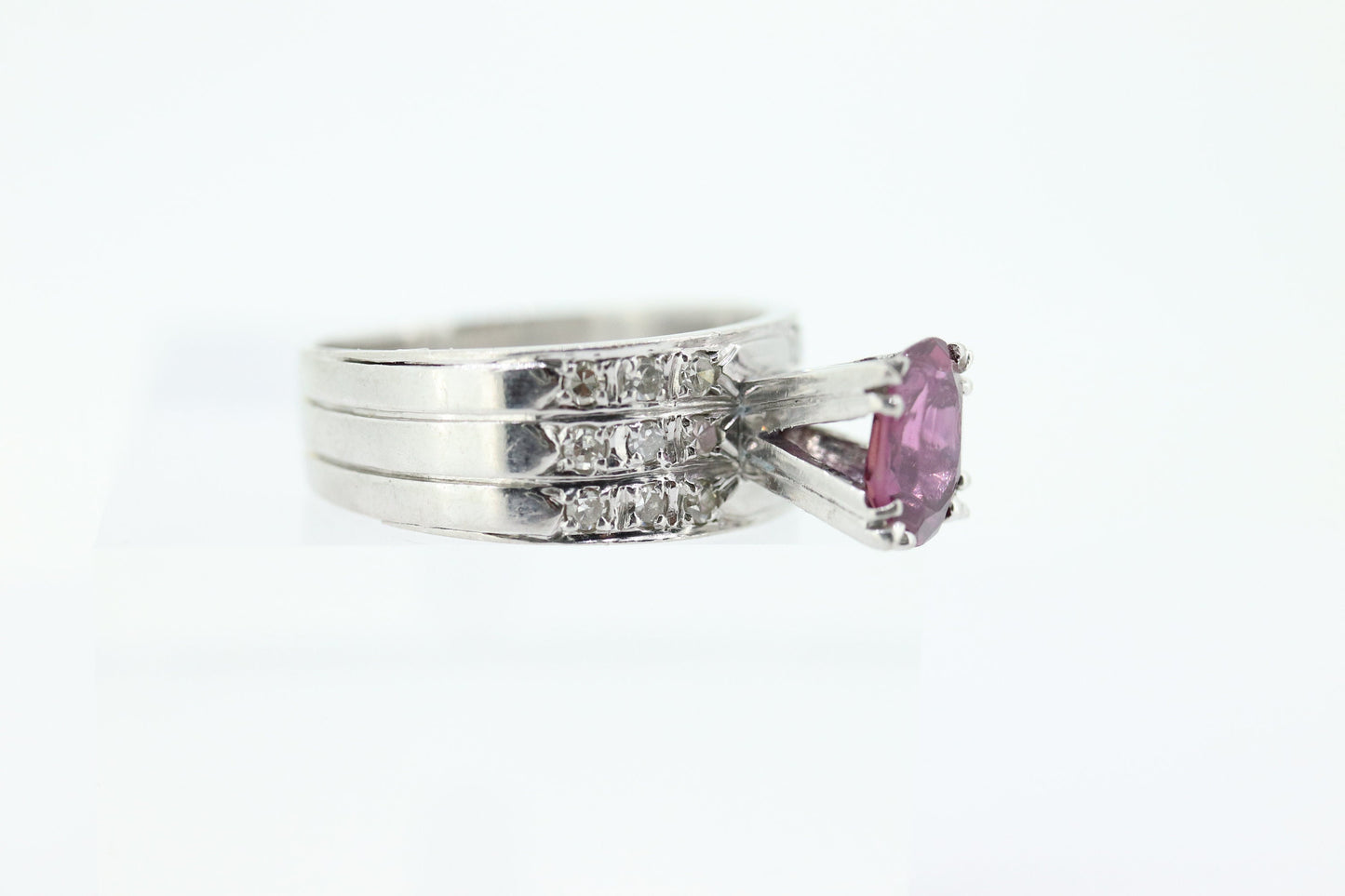 Natural Ruby Diamond Ring. PLATINUM Ruby Solitaire engagement ring. Oval ruby Platinum ring. Diamonds. Wide band. st(470)