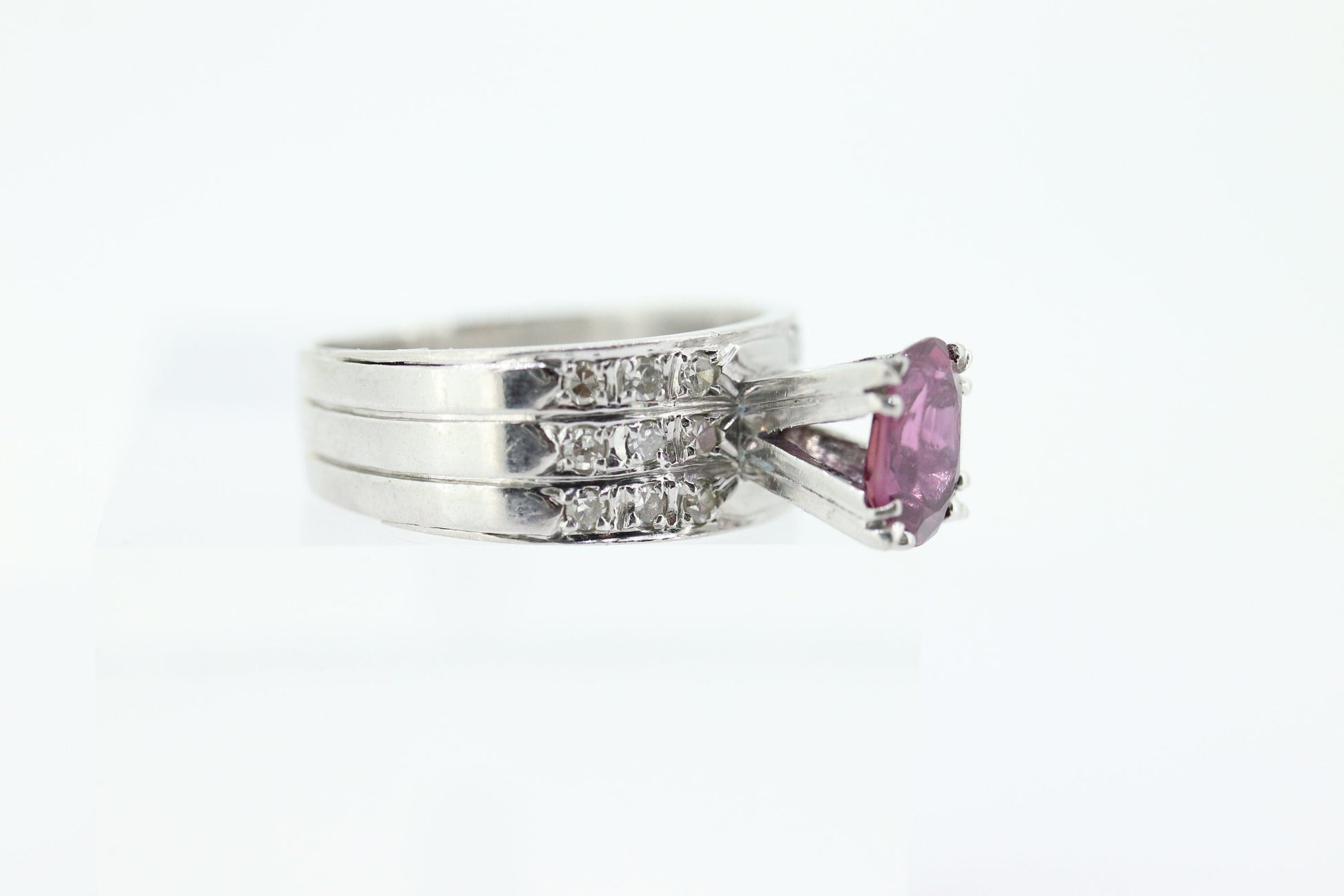 Natural Ruby Diamond Ring. PLATINUM Ruby Solitaire engagement ring. Oval ruby Platinum ring. Diamonds. Wide band. st(470)