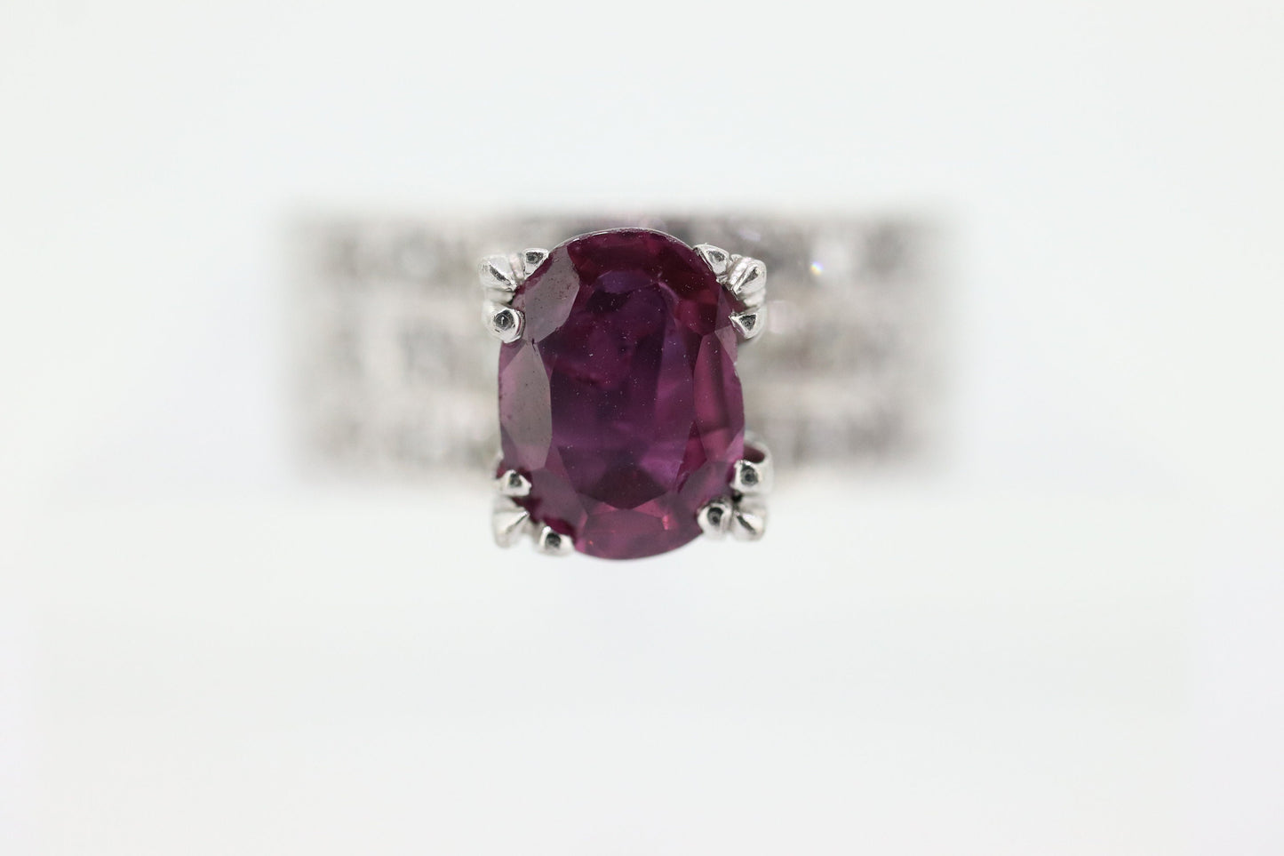 Natural Ruby Diamond Ring. PLATINUM Ruby Solitaire engagement ring. Oval ruby Platinum ring. Diamonds. Wide band. st(470)