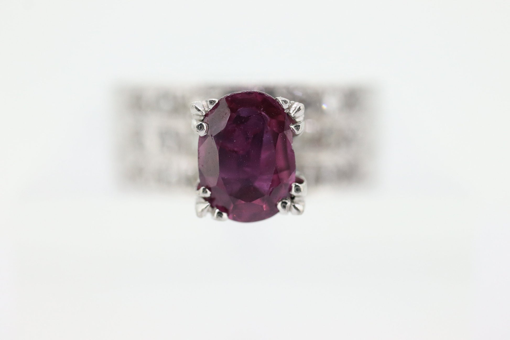 Natural Ruby Diamond Ring. PLATINUM Ruby Solitaire engagement ring. Oval ruby Platinum ring. Diamonds. Wide band. st(470)