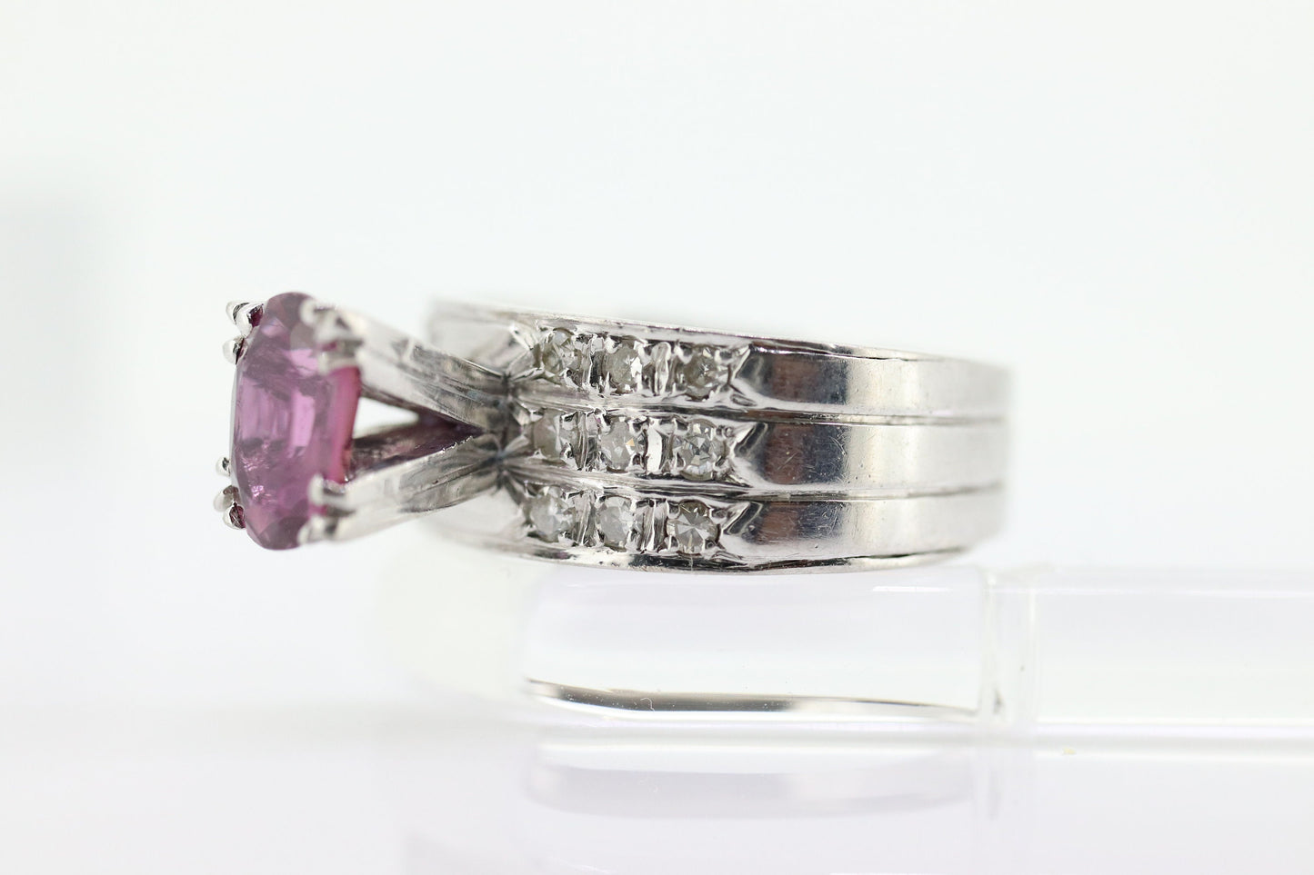 Natural Ruby Diamond Ring. PLATINUM Ruby Solitaire engagement ring. Oval ruby Platinum ring. Diamonds. Wide band. st(470)