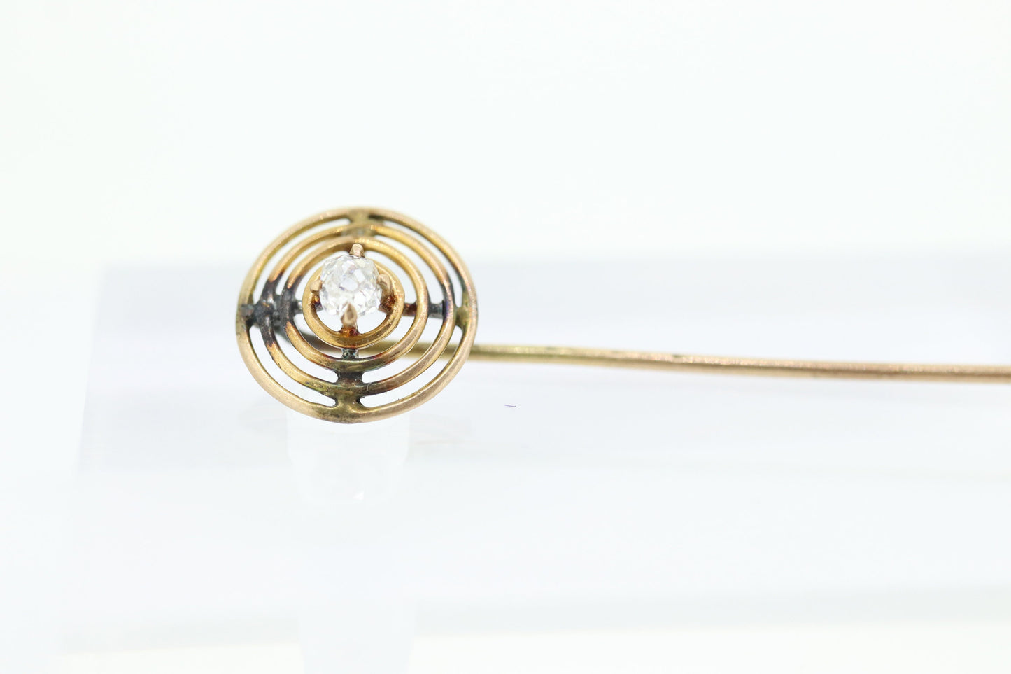 14k diamond filigree Victorian Lingerie bar brooch or stick pin