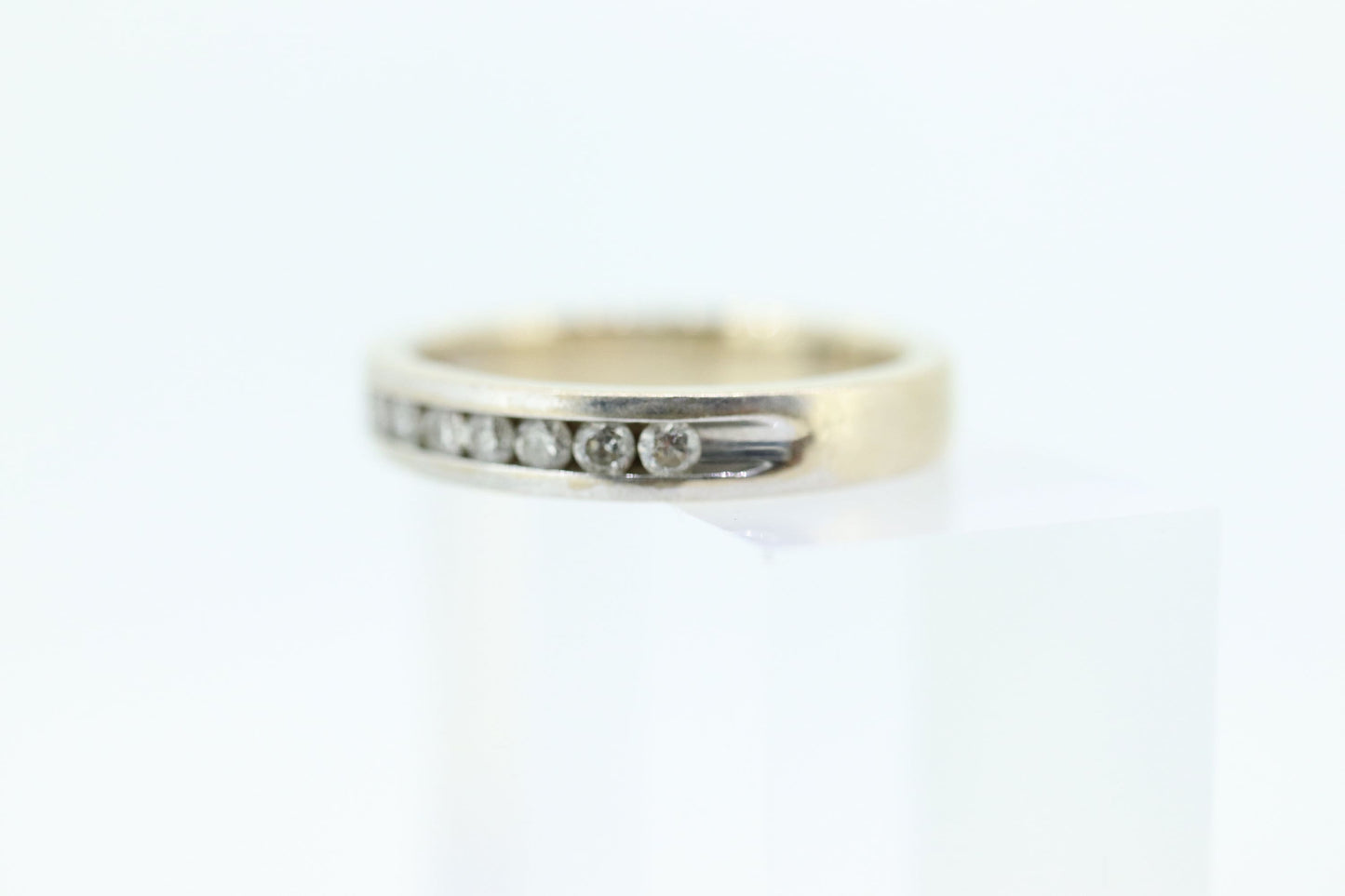 14k Channel Diamond Eternity Wedding Band. Unisex Diamond channel eternity ring . Comfort fit. st(176)