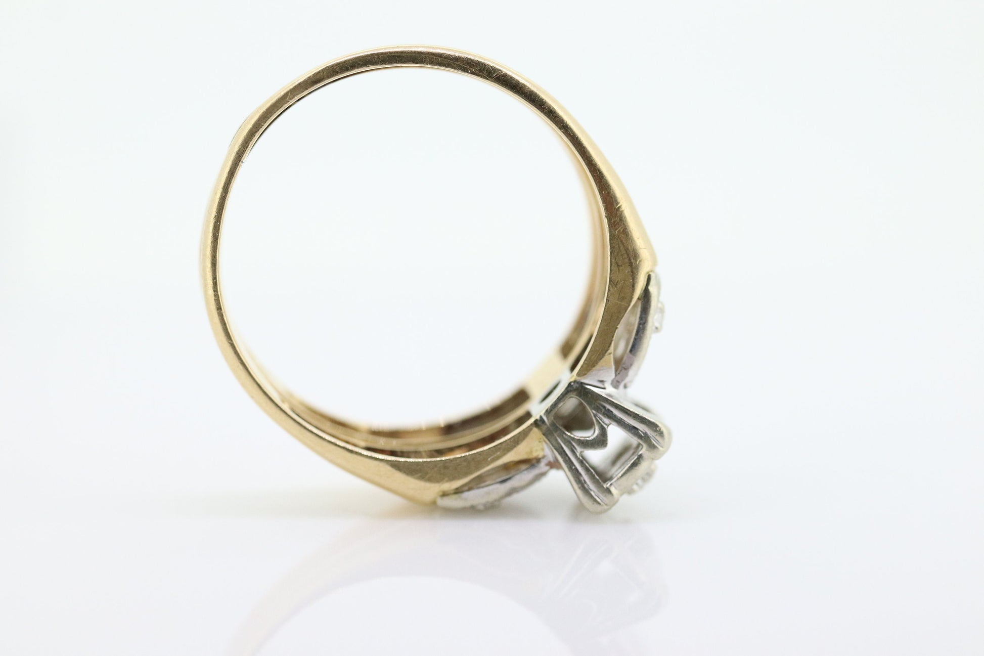 Art Deco Engagement Wedding Diamond Ring Set. Vintage 1930s or 1940s Wedding Ring Set. 14k Multi-Tone with a  Diamond. st(165)