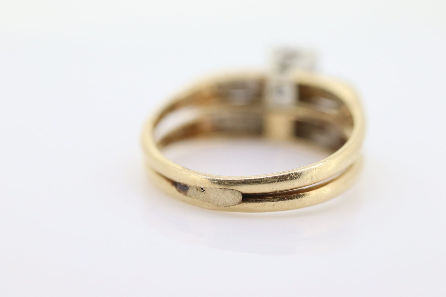 Art Deco Engagement Wedding Diamond Ring Set. Vintage 1930s or 1940s Wedding Ring Set. 14k Multi-Tone with a Diamond. st(165)