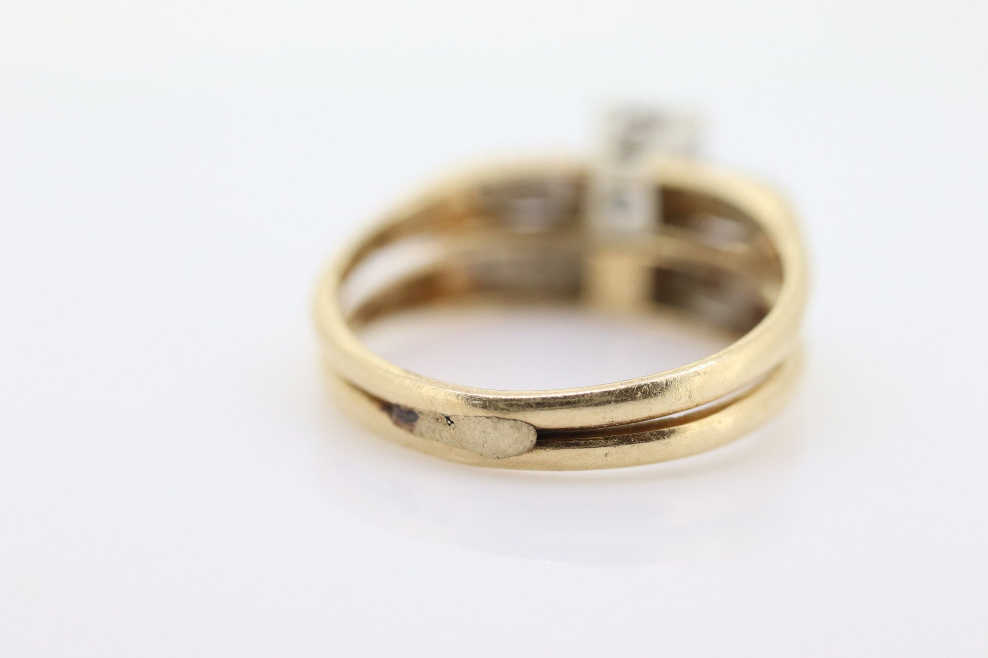 Art Deco Engagement Wedding Diamond Ring Set. Vintage 1930s or 1940s Wedding Ring Set. 14k Multi-Tone with a  Diamond. st(165)
