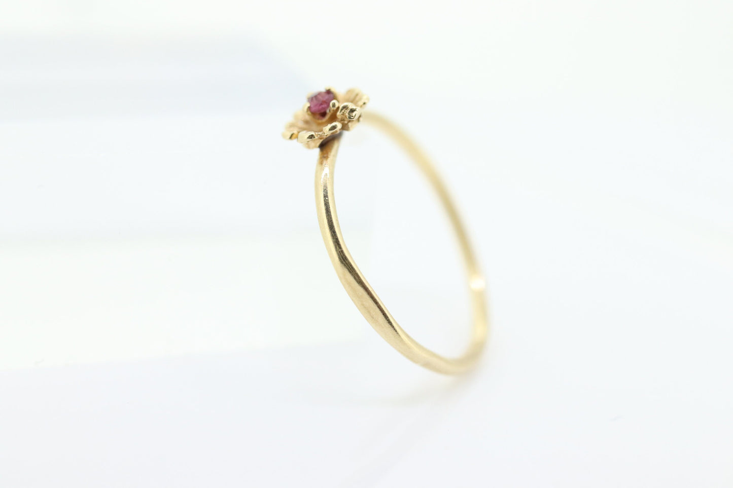 Flower Ruby Set dainty ring. Ring 14k Gold with tiny ruby. Flower Ring.Daisy flower ring. st(70)