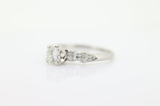 Platinum TRAUB Orange Blossom Ring. Diamond Solitaire Claw Set. Antique Platinum ORANGE Blossom Ring. Stock(402/50)