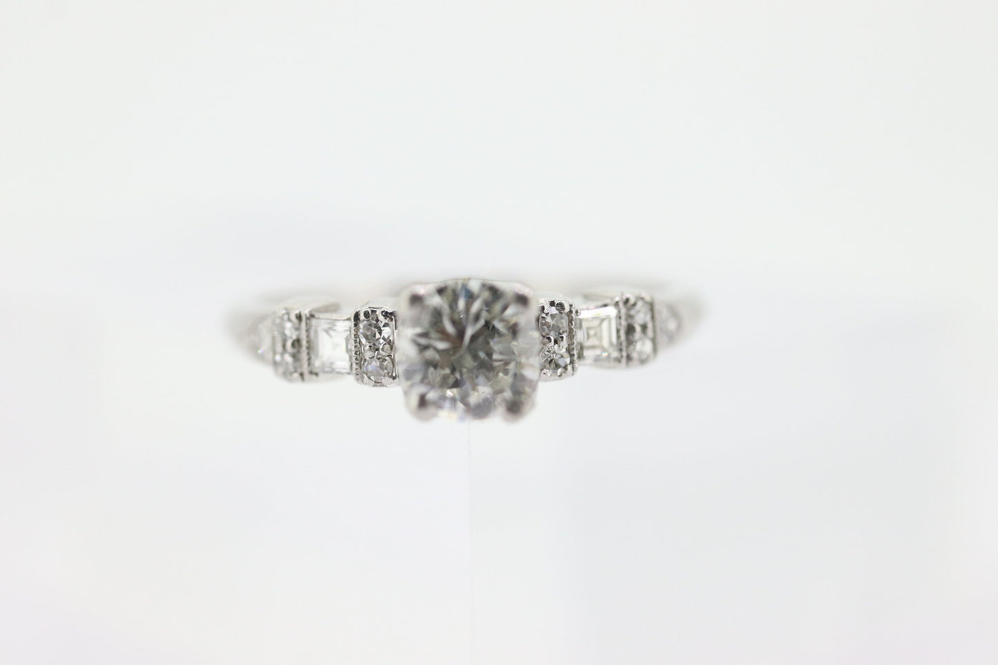 Platinum TRAUB Orange Blossom Ring. Diamond Solitaire Claw Set. Antique Platinum ORANGE Blossom Ring. Stock(402/50)