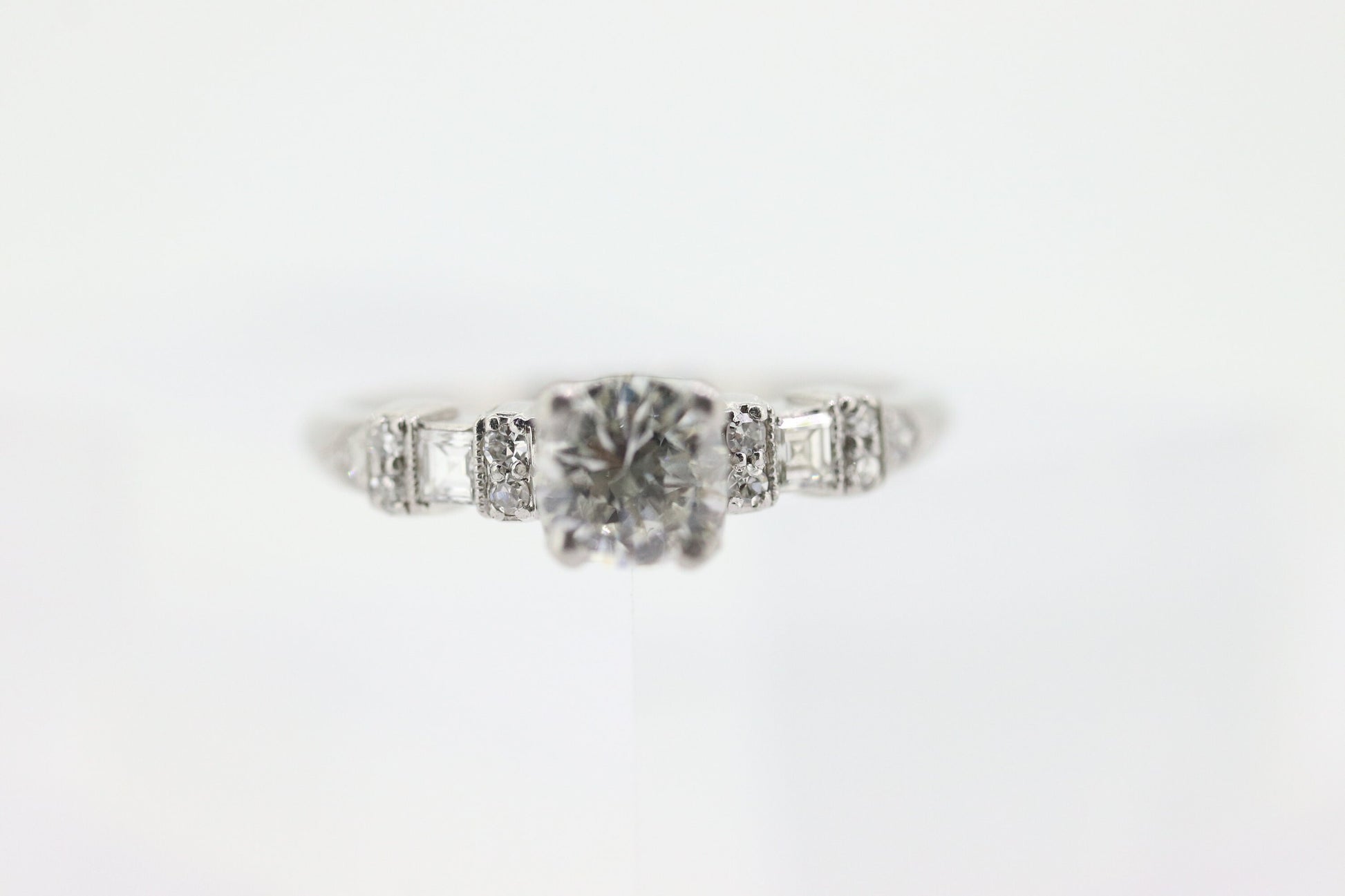 Platinum TRAUB Orange Blossom Ring. Diamond Solitaire Claw Set. Antique Platinum ORANGE Blossom Ring. Stock(402/50)