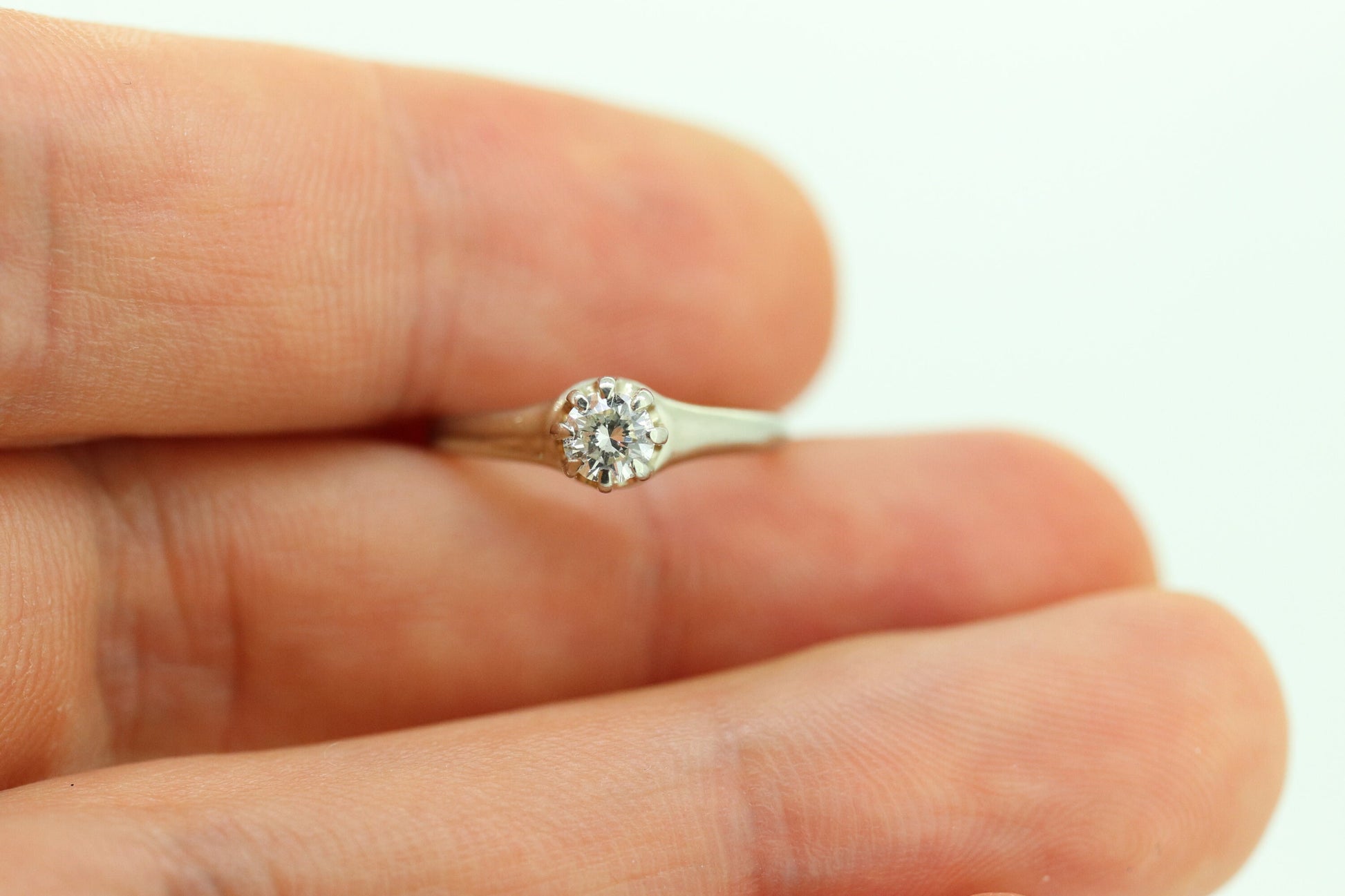 14k TRAUB Orange Blossom Ring. Diamond Solitaire Claw Set. Antique ORANGE Blossom Ring. Stock(230)