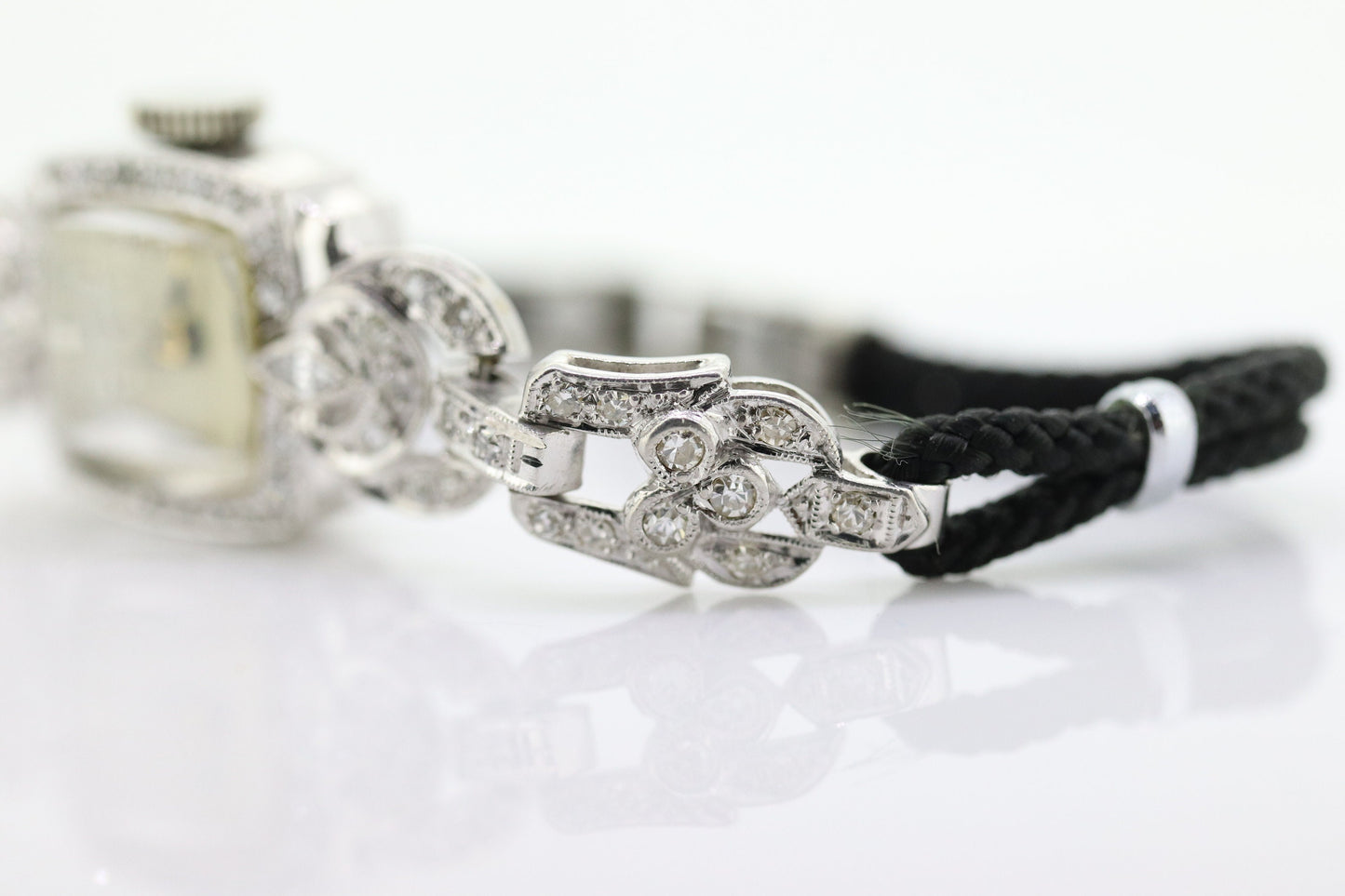 Hamilton watch. Hamilton Platinum and Diamond manual Ladies wristwatch. Platinum Diamond Cable Mechanical watch. st(425/50)