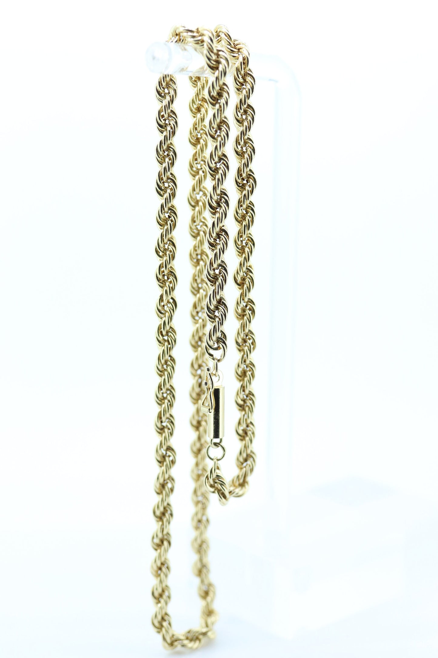 14k Rope Necklace. 14k Yellow Gold Hollow ROPE necklace. Twisted ROPE Necklace 16in 4mm wide st(308)