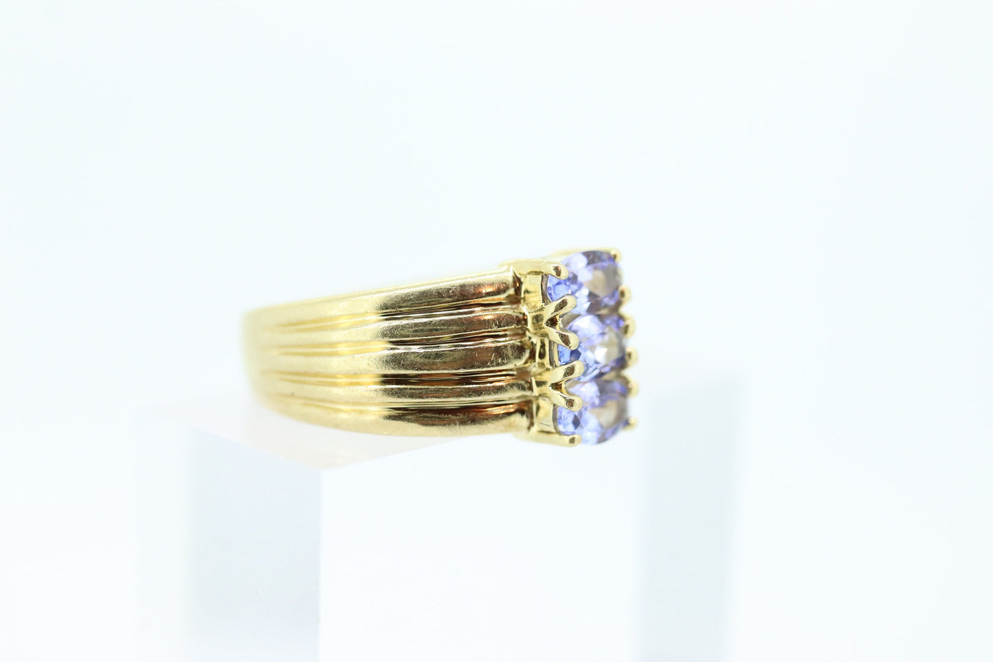 Three Tanzanite cluster ring. 14k Triple Tanzanite oval wide ring. Tanzanite Purple Tanzanite ring Tanzanite triple st(86/50)