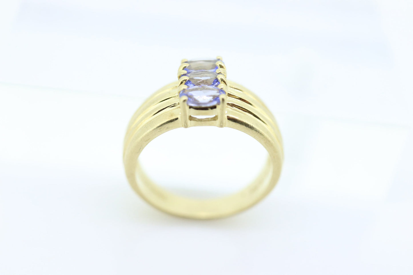 Three Tanzanite cluster ring. 14k Triple Tanzanite oval wide ring. Tanzanite Purple Tanzanite ring Tanzanite triple st(86/50)