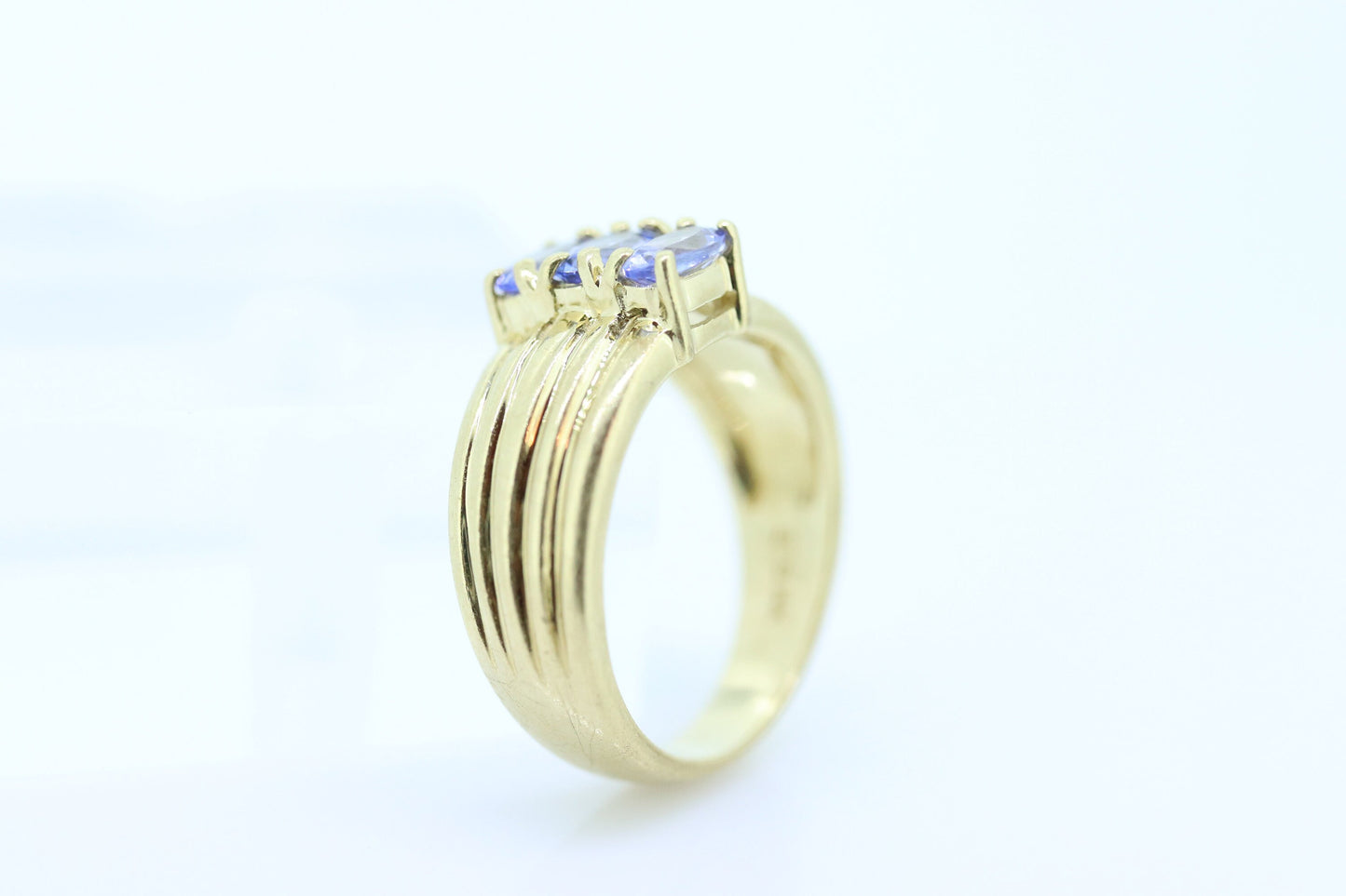 Three Tanzanite cluster ring. 14k Triple Tanzanite oval wide ring. Tanzanite Purple Tanzanite ring Tanzanite triple st(86/50)