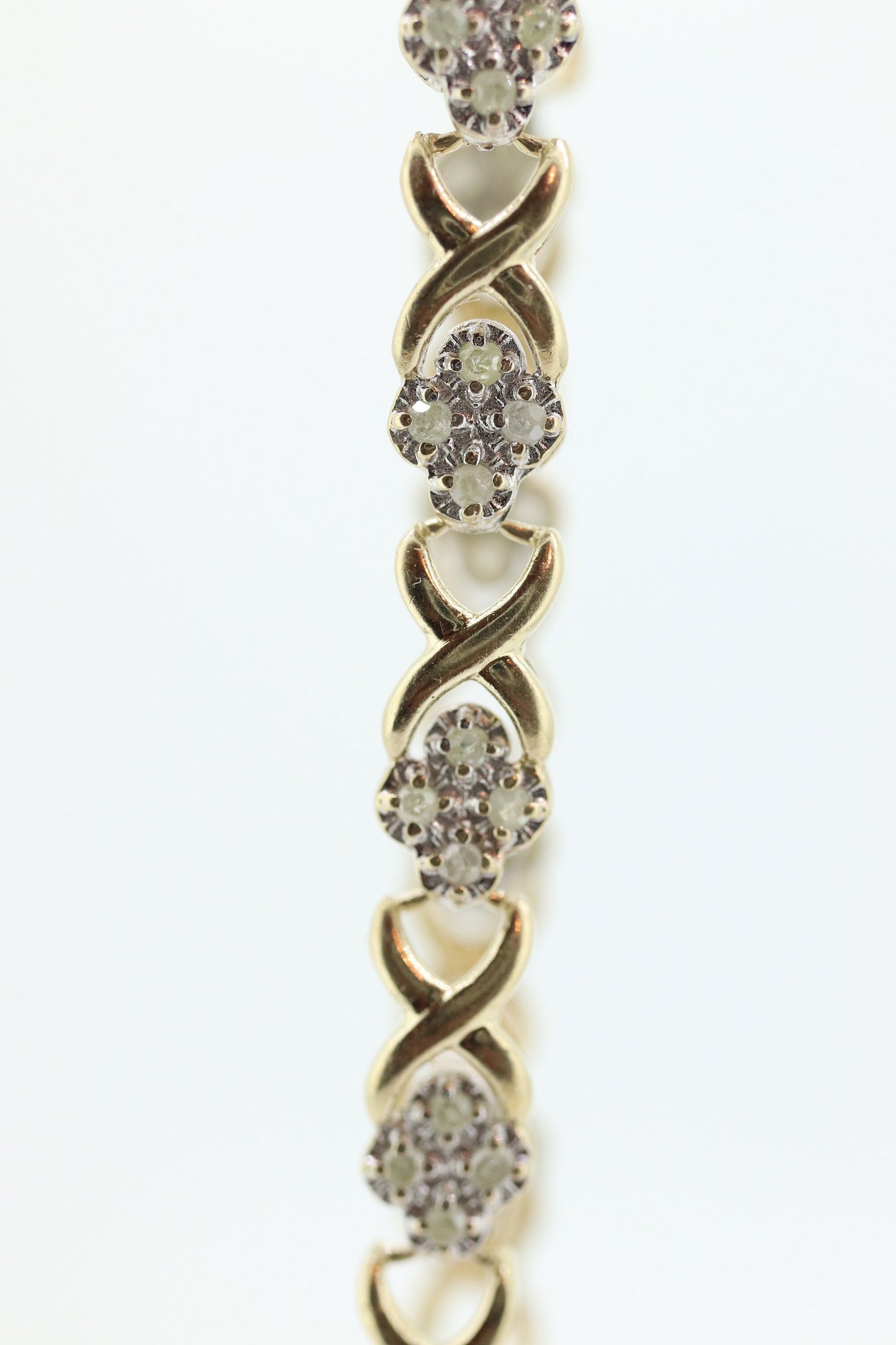 10k Diamond XOXO slide Bracelet. 10k Yellow White Gold Kiss Hug Diamond Bracelet.  st(145)