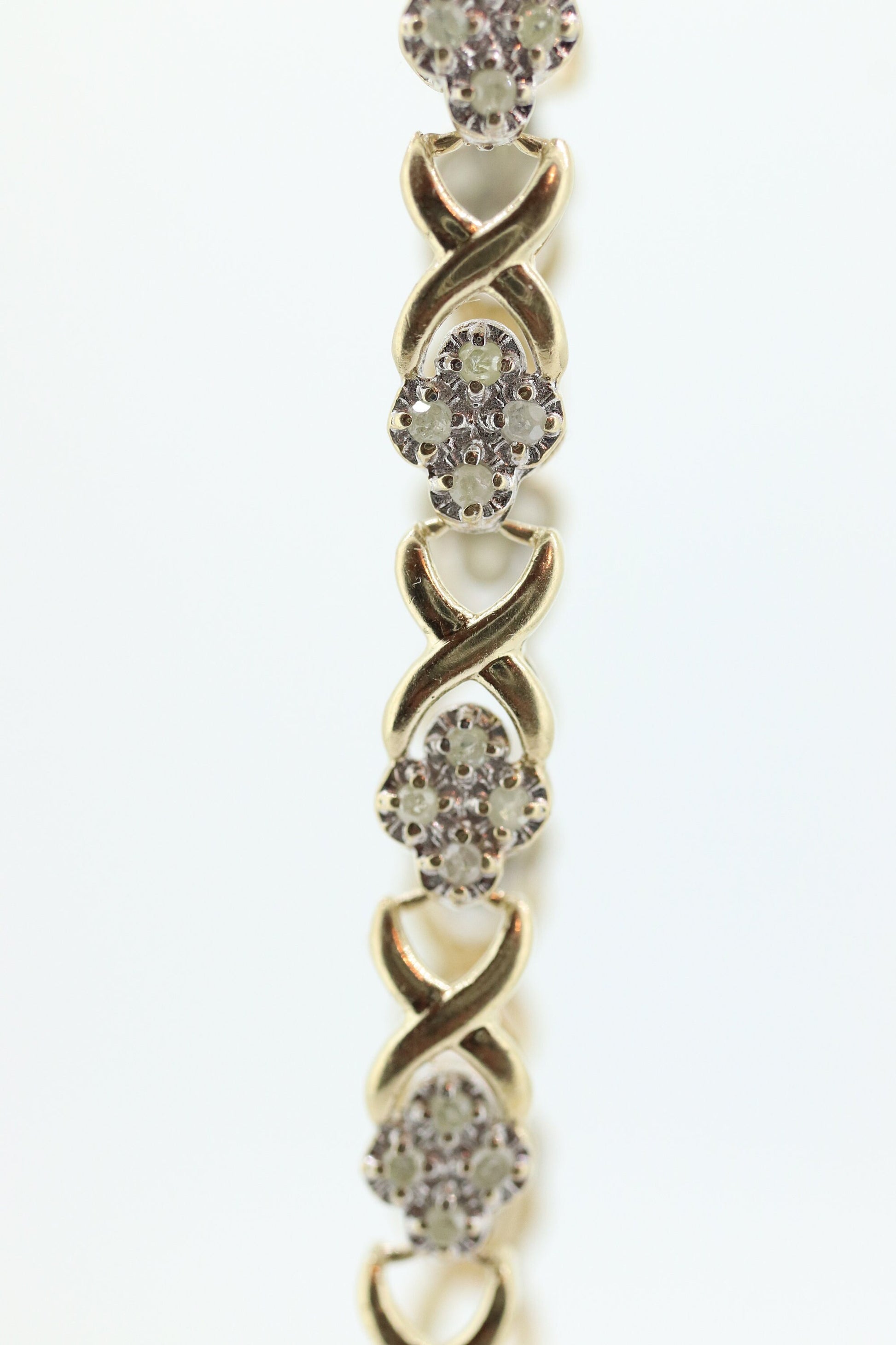 10k Diamond XOXO slide Bracelet. 10k Yellow White Gold Kiss Hug Diamond Bracelet.  st(145)