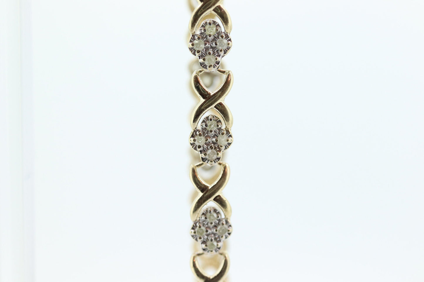 10k Diamond XOXO slide Bracelet. 10k Yellow White Gold Kiss Hug Diamond Bracelet.  st(145)
