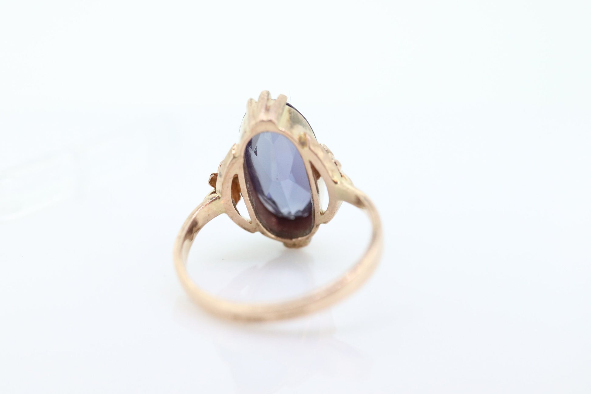 14k Soviet Russian Purple / Blue Alexandrite Ring. Large OVAL Alexandrite and Rose gold. Vintage Color Changing Alexandrite