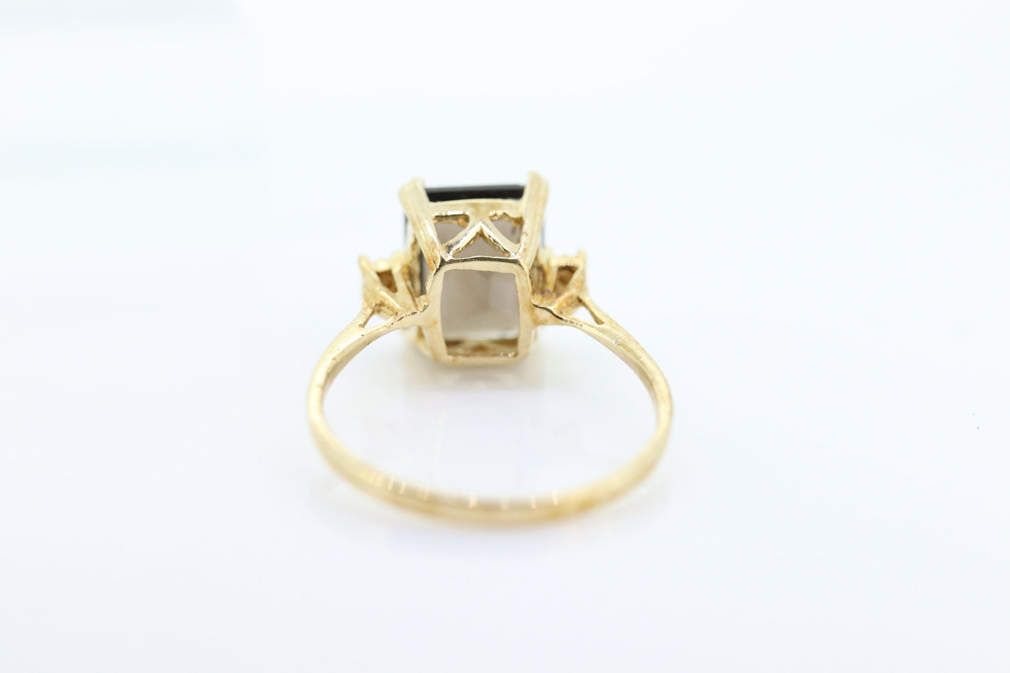 10k Smoky Quartz Large Emerald ring. Large Rectangle Smokey Quartz Cocktail ring st(50)