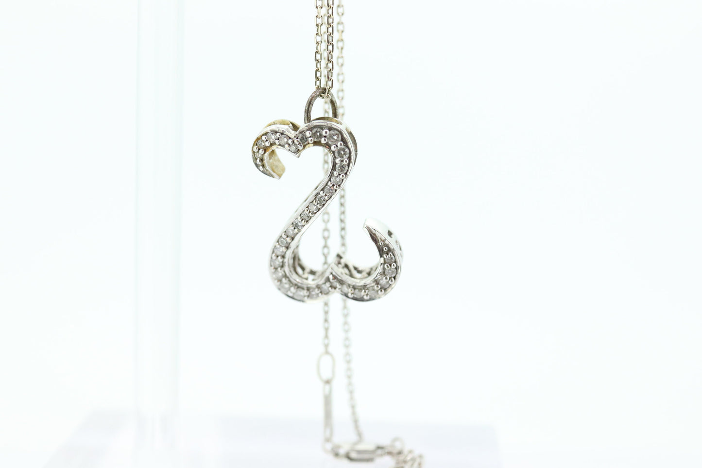 14k Jane Seymour Open Heart diamond pendant and necklace. 14k LARGE Double Heart JWBR Diamond Infinity Pendant. st(179)