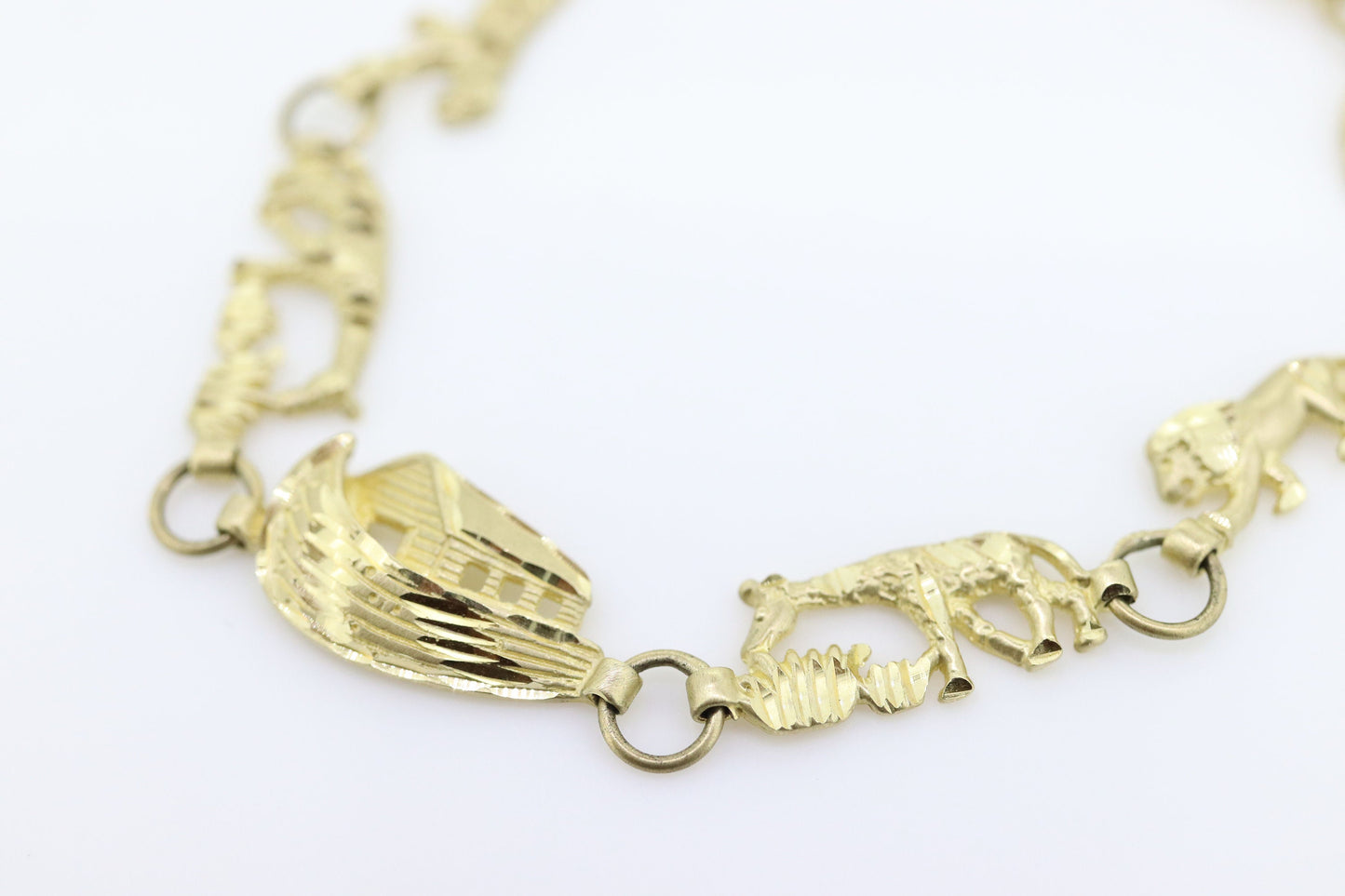10k Noah Ark Bracelet. Noah Ark Bible Genesis Animals Flood Bracelet. Noah Ark Bracelet.