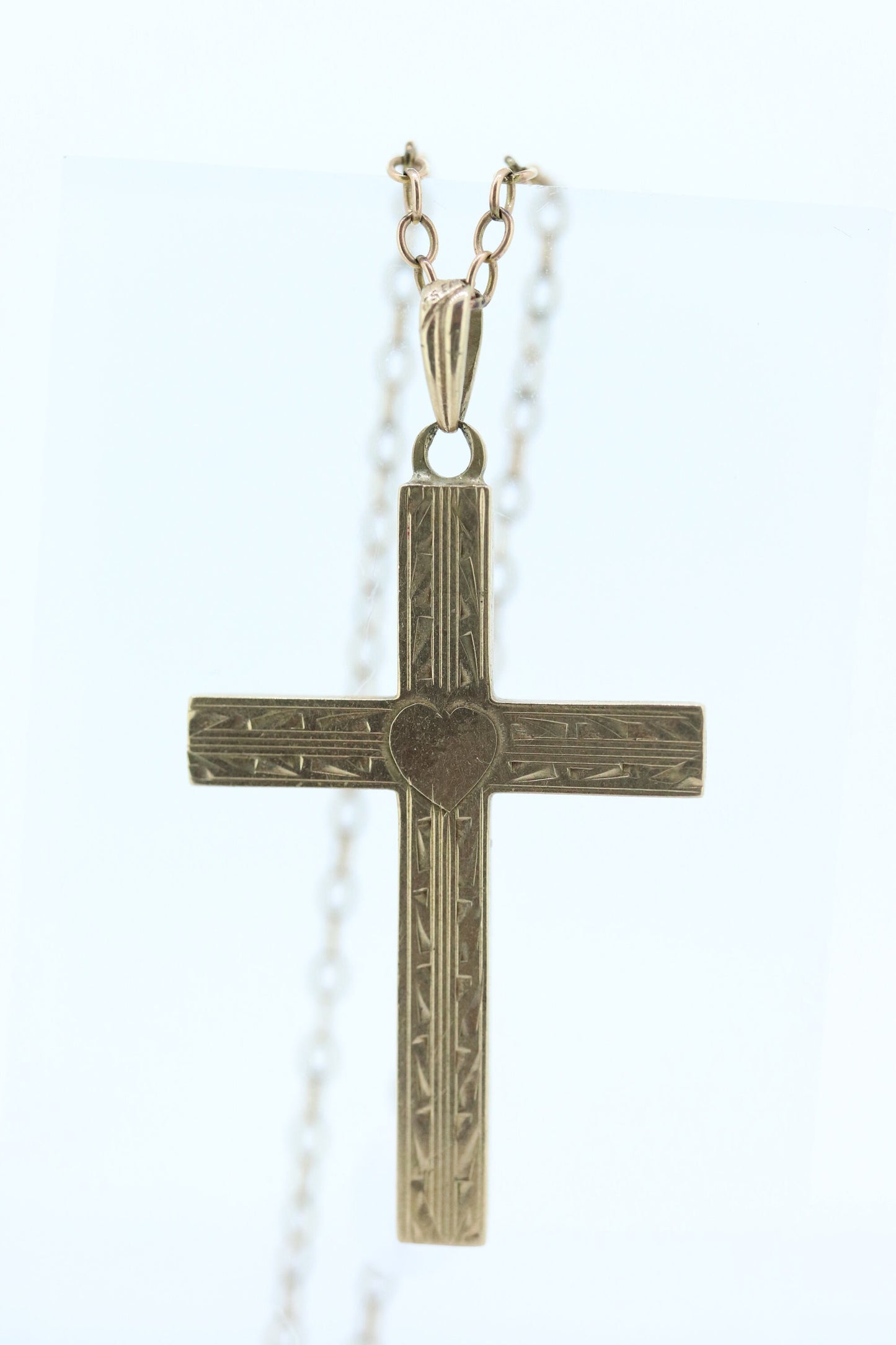 10k Cross Pendant and 10k Rolo Chain necklace