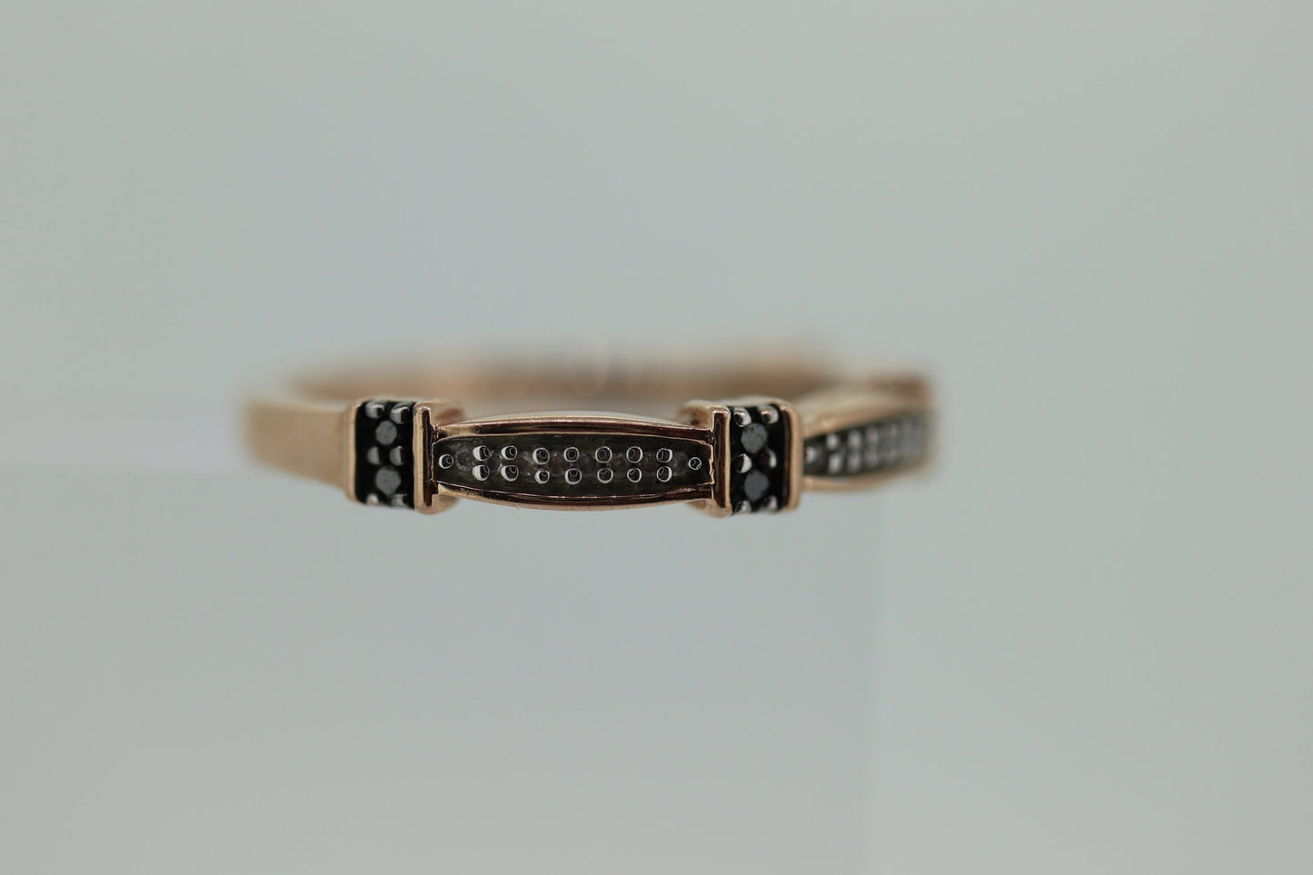 10k Rose Gold and Black Diamond eternity band. diamond band.