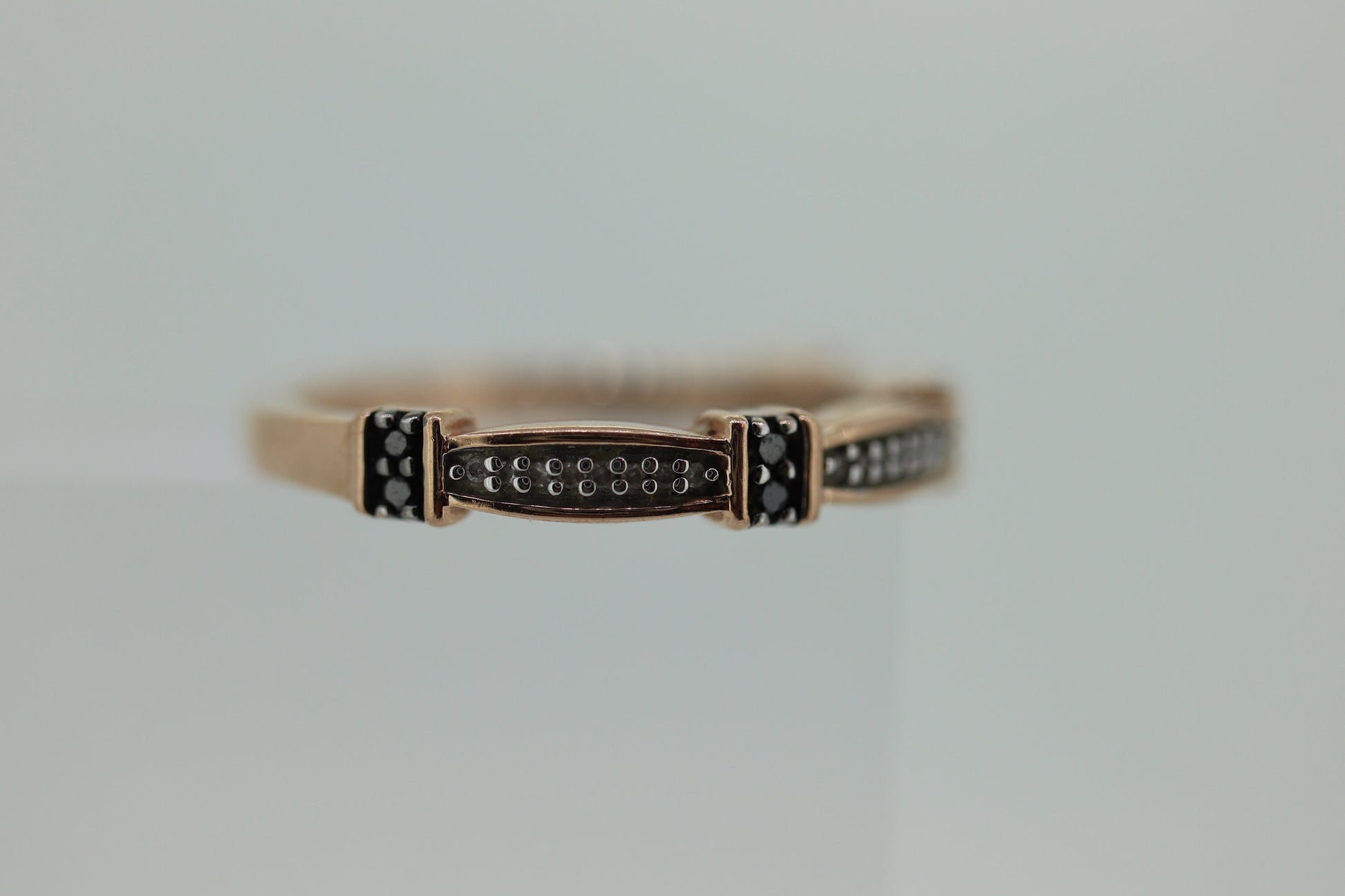 10k Rose Gold and Black Diamond eternity band. diamond band.