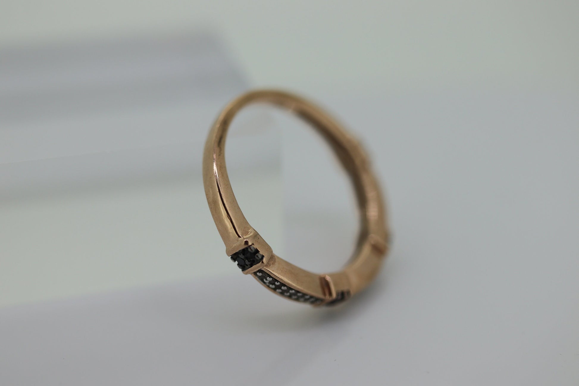10k Rose Gold and Black Diamond eternity band. diamond band.