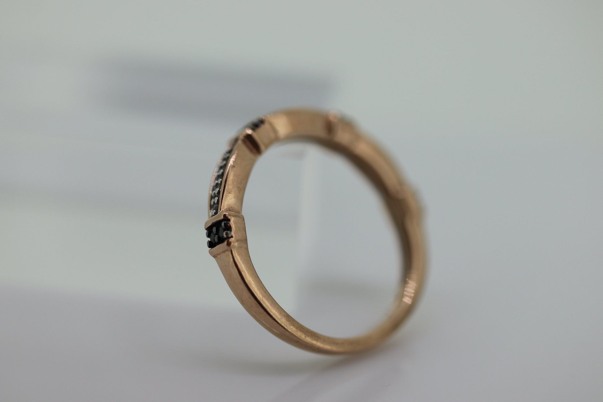 10k Rose Gold and Black Diamond eternity band. diamond band.