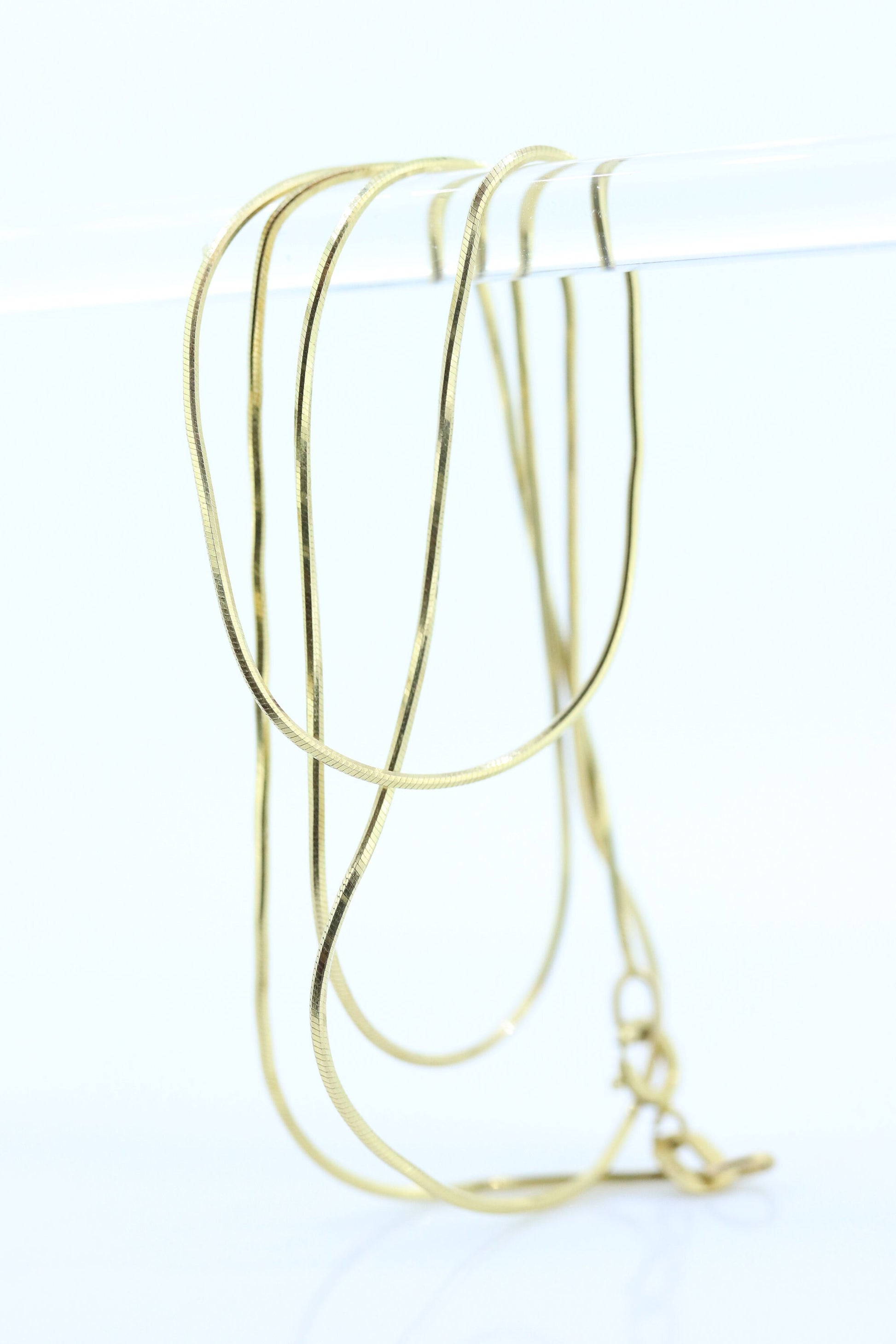 14k Round Omega  Necklace. 14k Yellow Gold OMEGA Snake chain Necklace. 1mm 16in length. st46