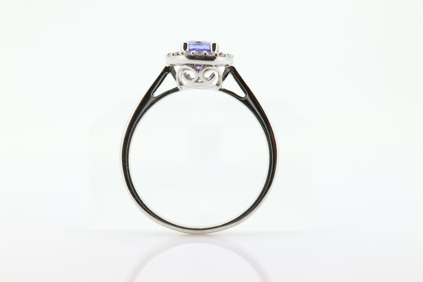 Tanzanite and White topaz (diamond) halo ring. 10k Purple Tanzanite solitaire. st(240)