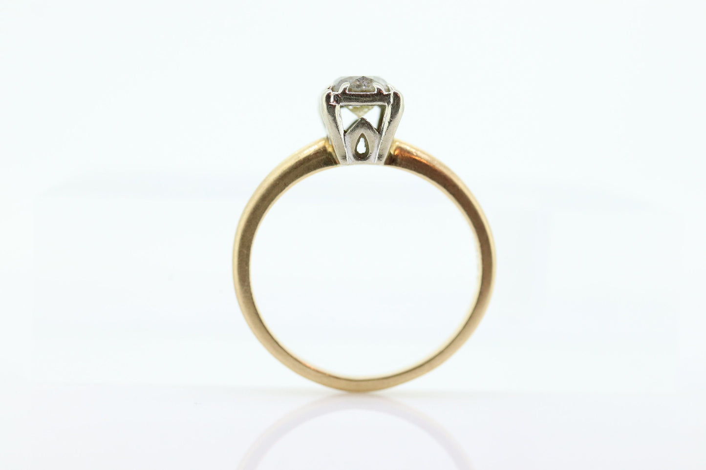 Art Deco Diamond Solitaire Ring. 14k Gold European Cut diamond engagement Ring