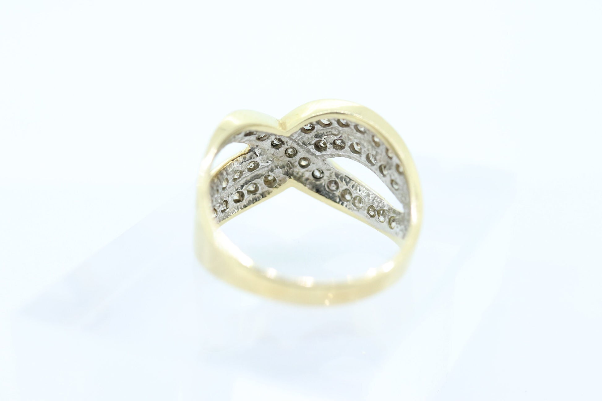 14k Diamond Cross X X X channel band. Diamond X Infinity Ring. Diamond Eternity band.