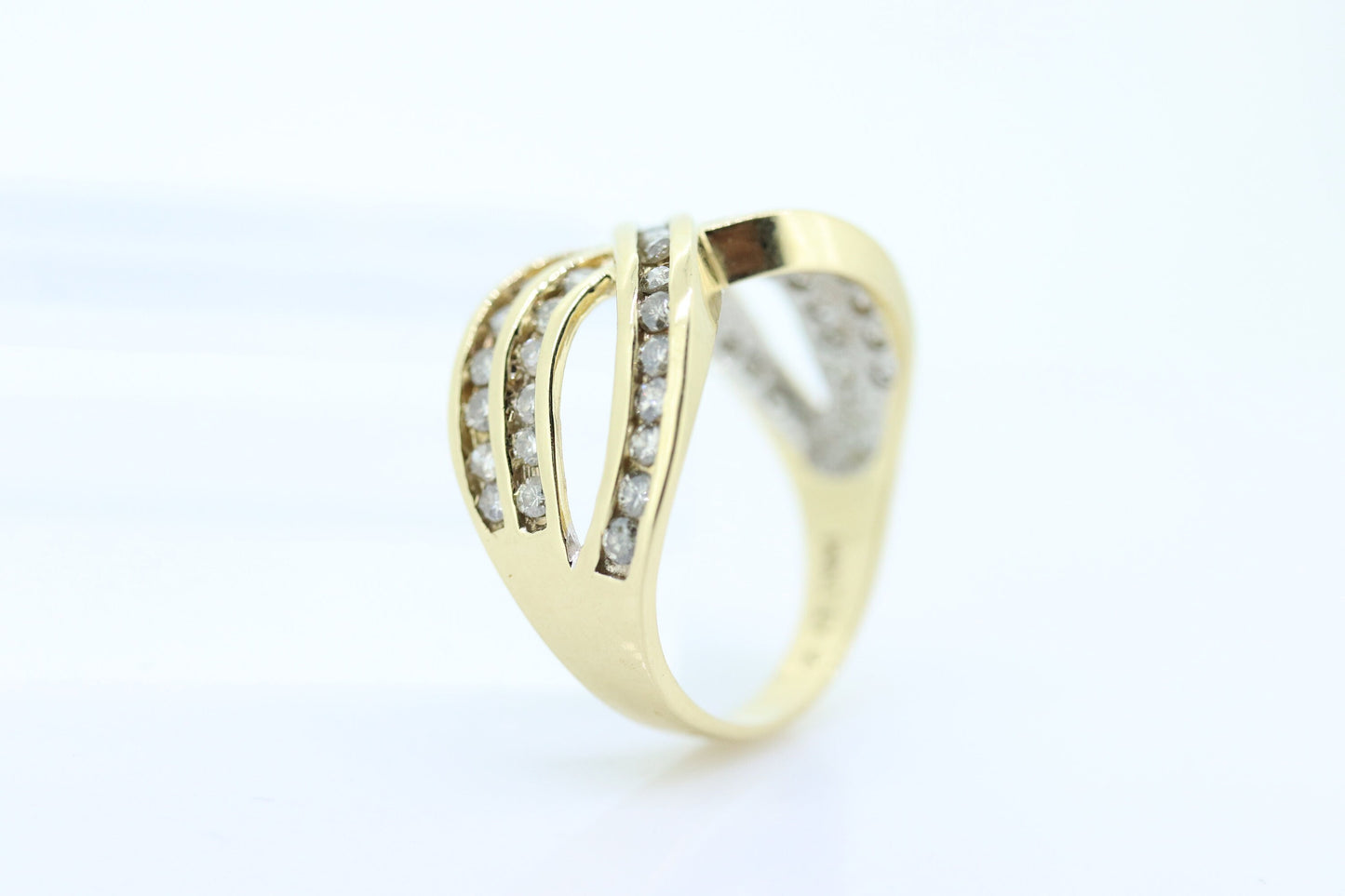 14k Diamond Cross X X X channel band. Diamond X Infinity Ring. Diamond Eternity band.
