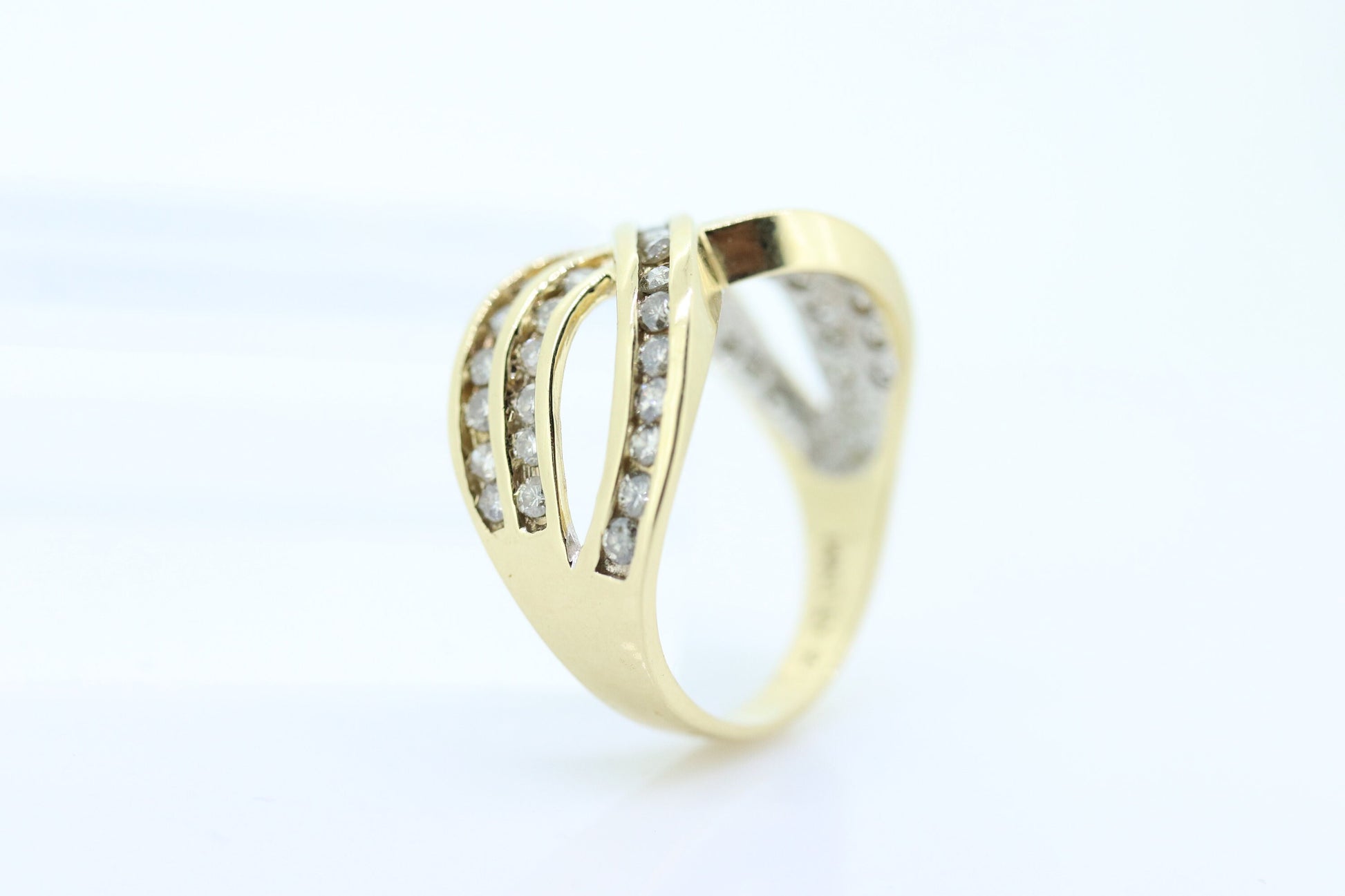 14k Diamond Cross X X X channel band. Diamond X Infinity Ring. Diamond Eternity band.